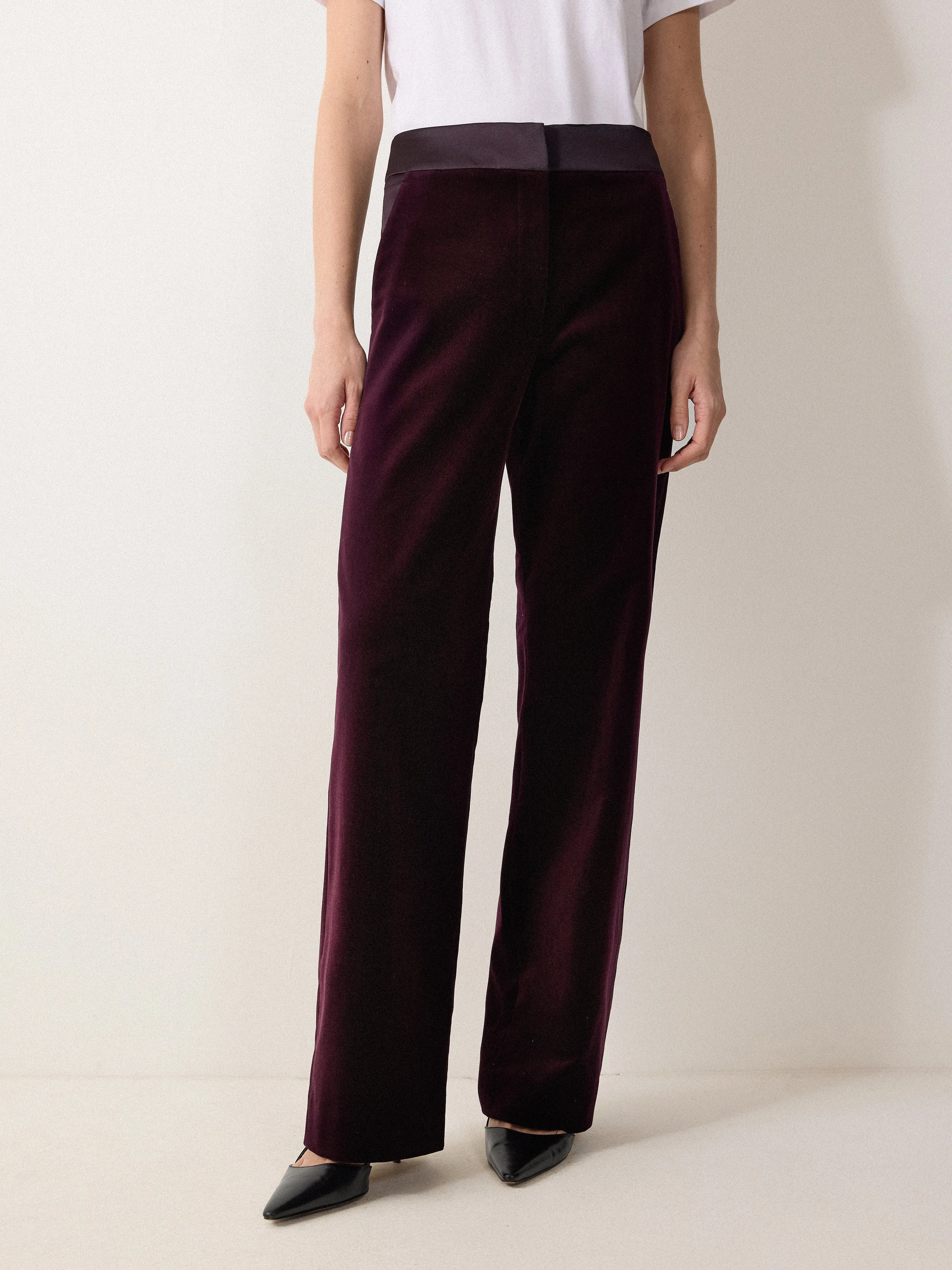 Velvet Satin Tailored Trouser | Purple sold by Jigsaw product image thumbnail 3