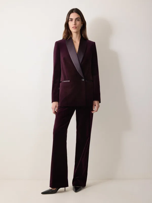 Velvet Satin Tailored Trouser | Purple sold by Jigsaw