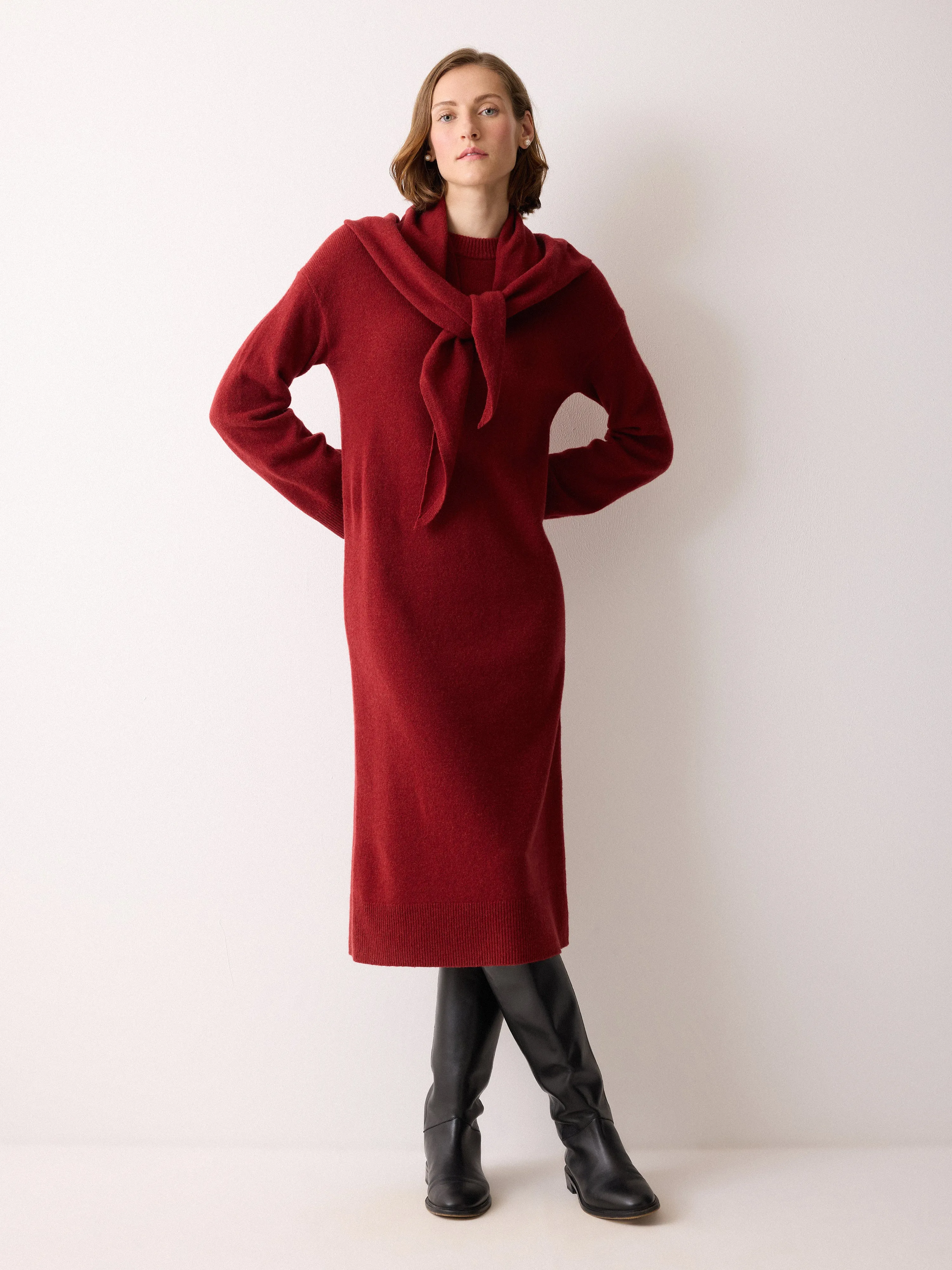 Triangular Scarf Knit Dress | Red sold by Jigsaw product image thumbnail 3