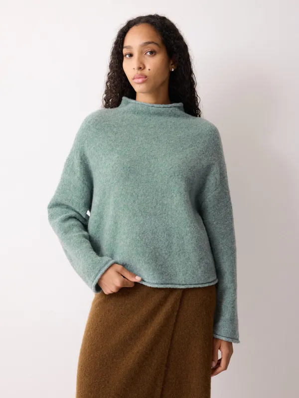 Fleecy Knit Crop Jumper | Blue sold by Jigsaw