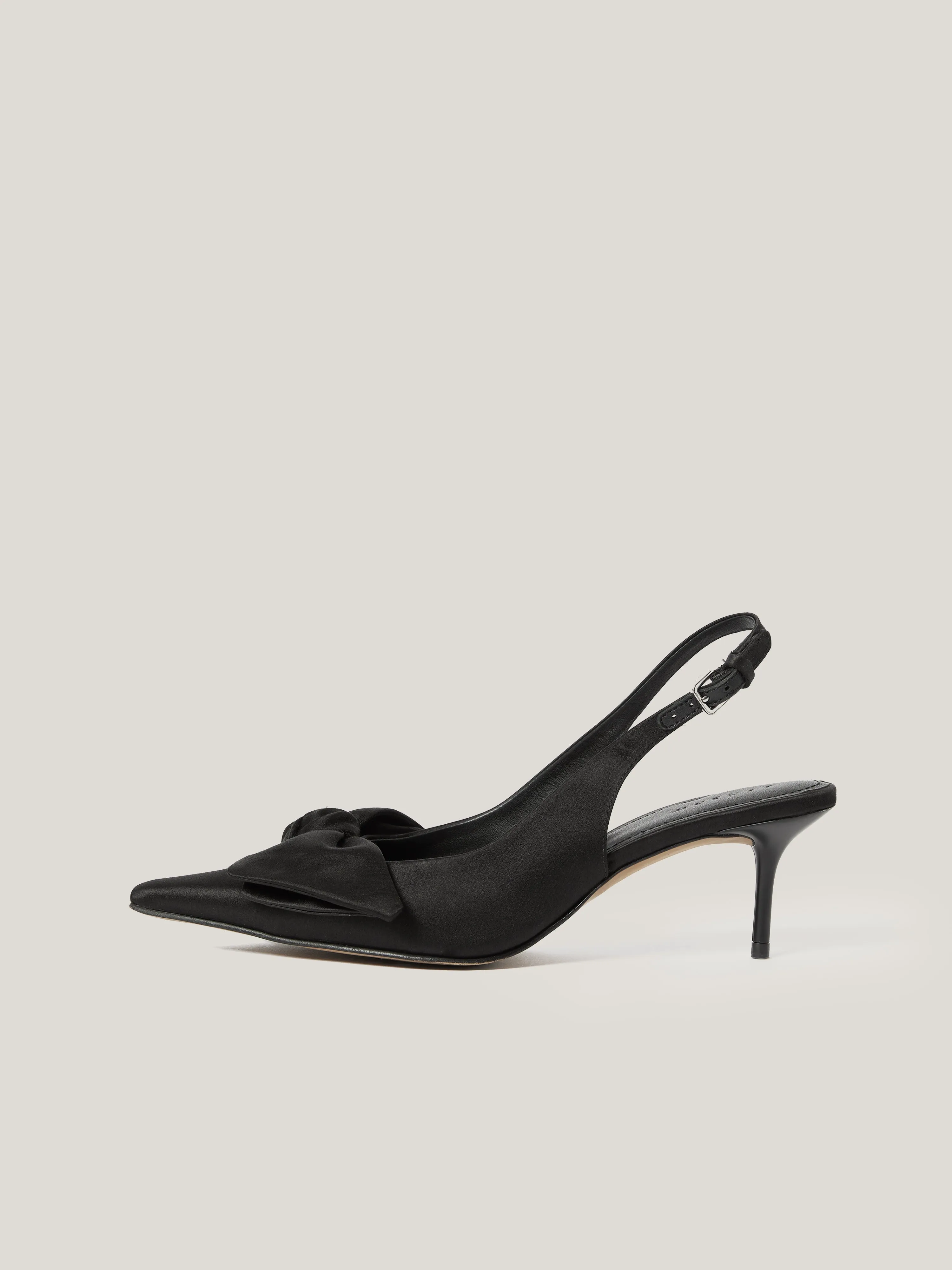 Satin Bow Slingback Heel | Black sold by Jigsaw