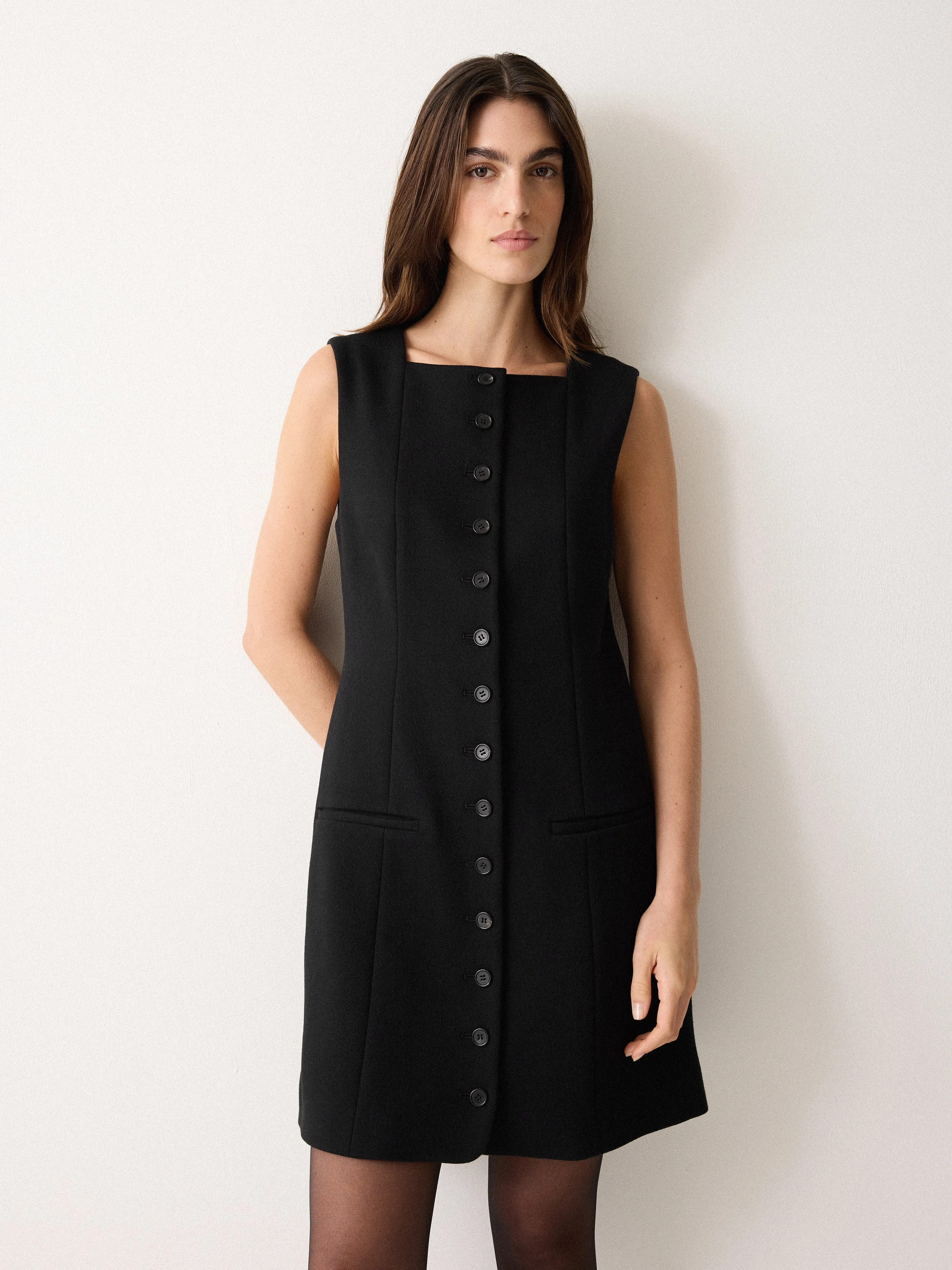 Square Neck Waistcoat Dress | Black sold by Jigsaw product image thumbnail 3