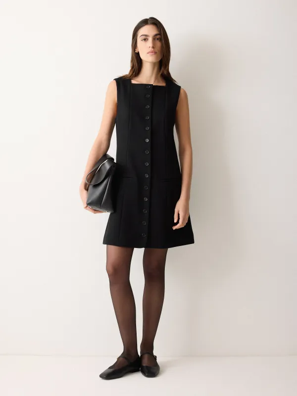 Square Neck Waistcoat Dress | Black sold by Jigsaw