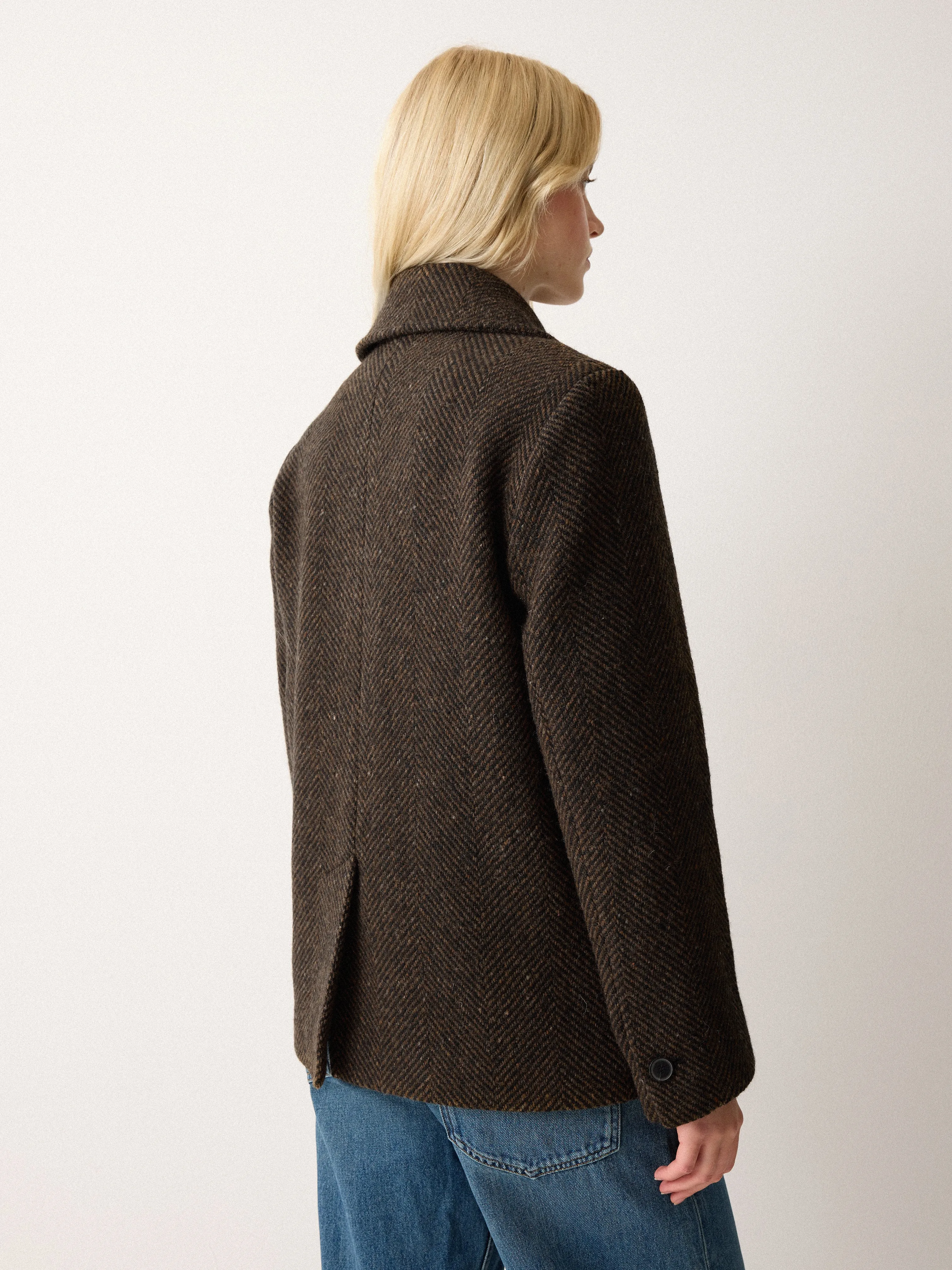 Alba Wool Herringbone Pea Coat | Brown sold by Jigsaw product image thumbnail 5