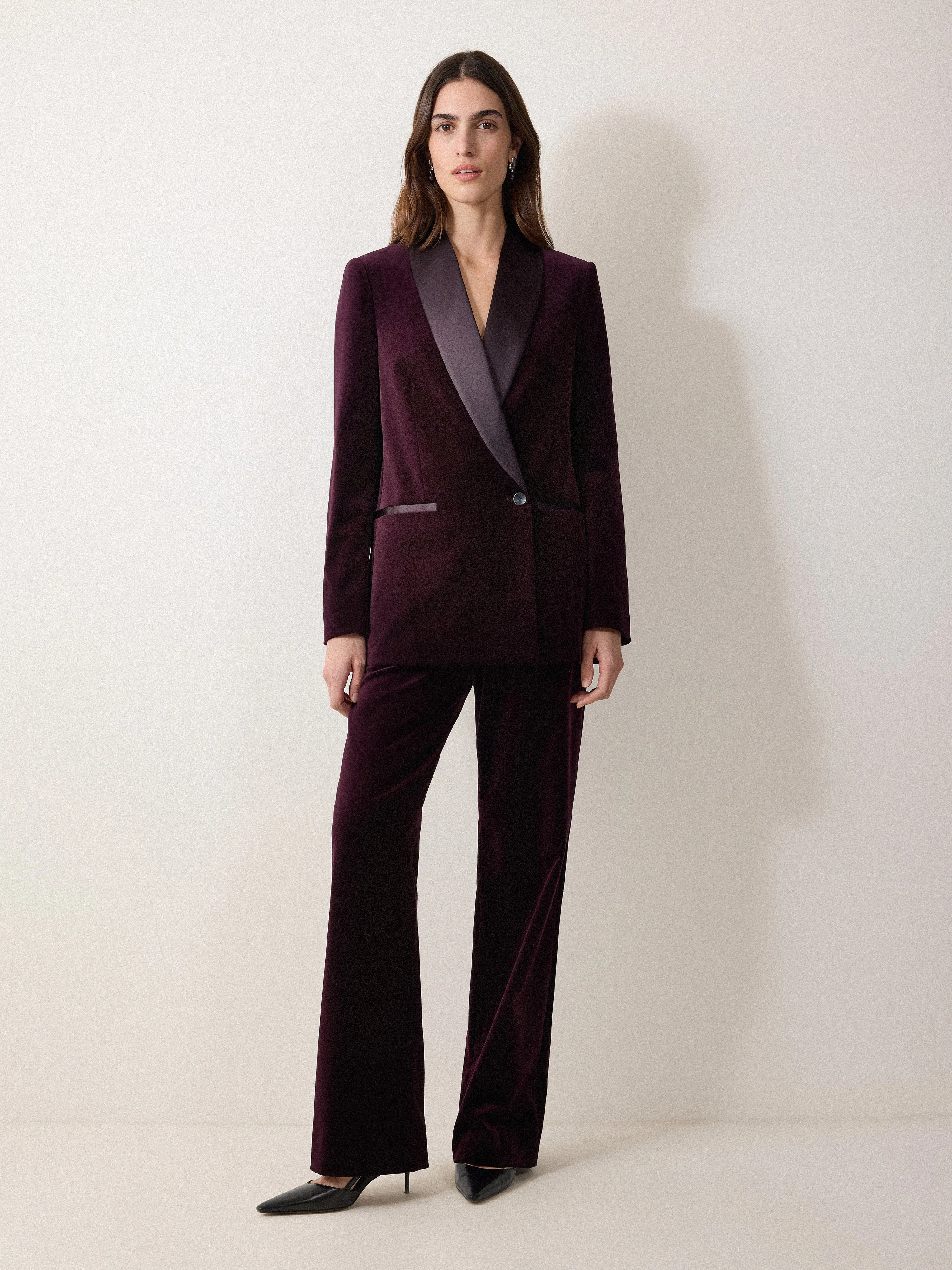 Velvet Satin Shawl Blazer | Purple sold by Jigsaw product image thumbnail 3