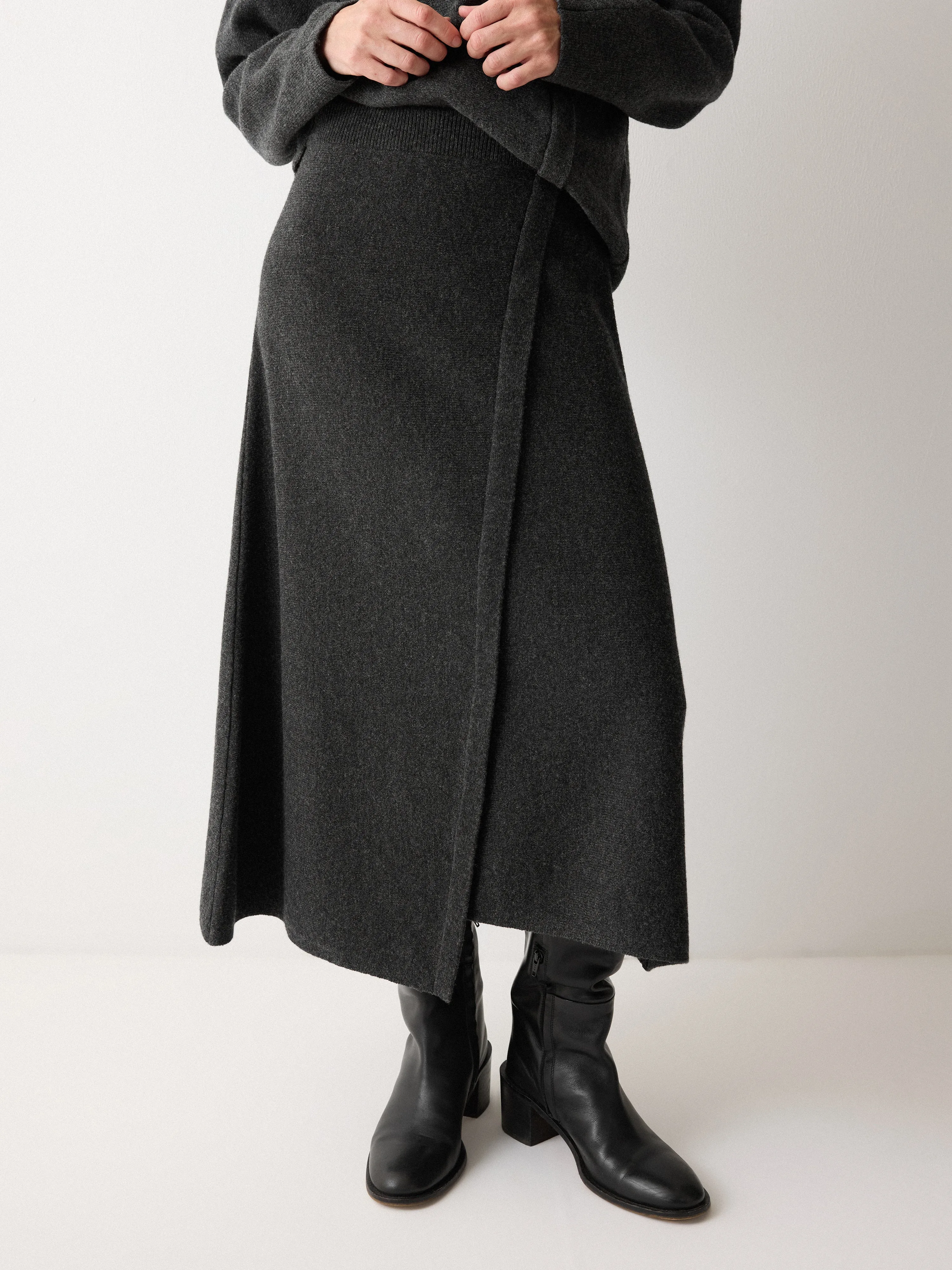 Overlap Seam Detail Skirt | Charcoal sold by Jigsaw product image thumbnail 3