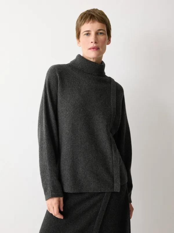 Overlap Seam Detail Jumper | Charcoal sold by Jigsaw
