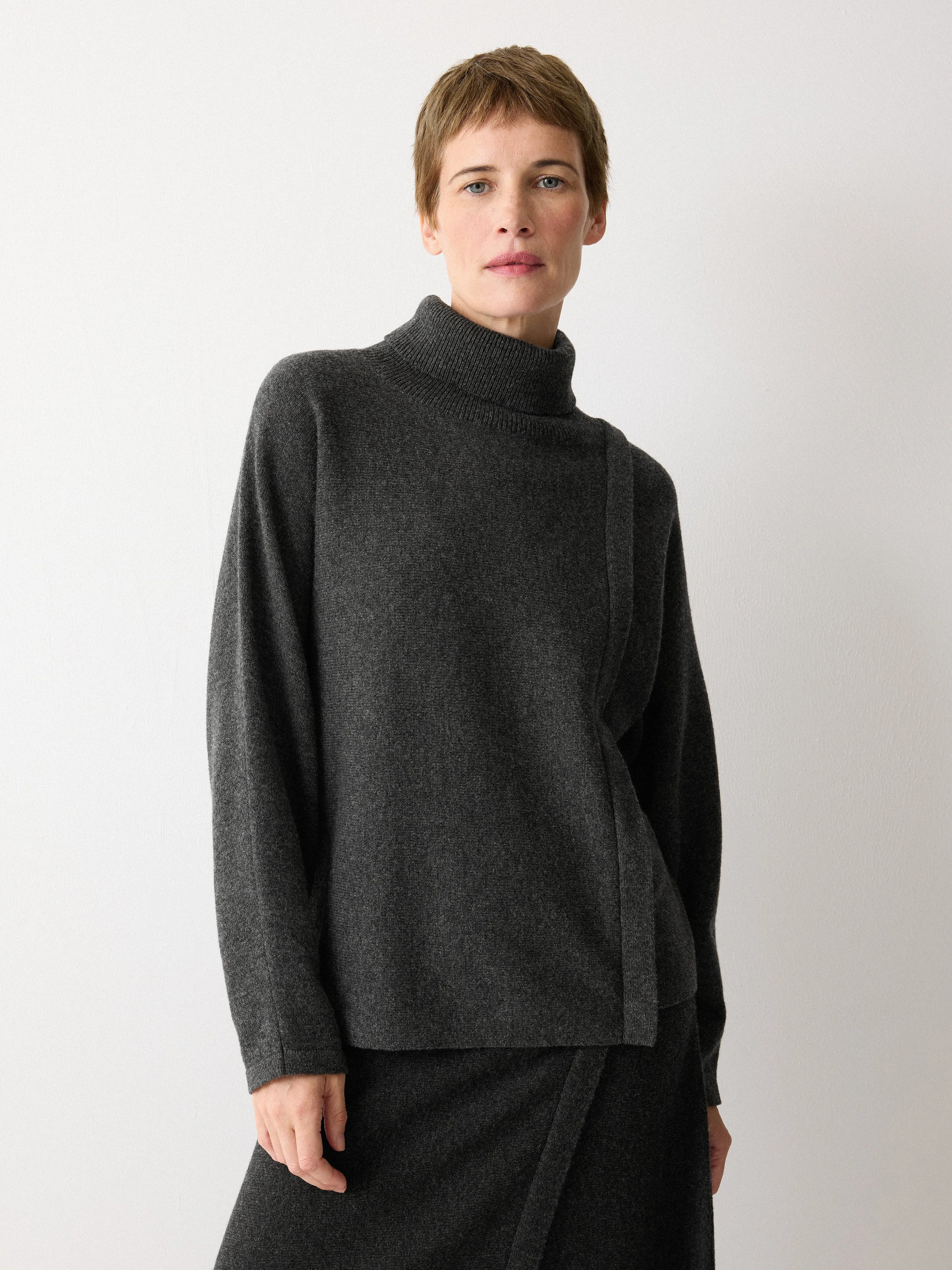 Overlap Seam Detail Jumper | Charcoal sold by Jigsaw