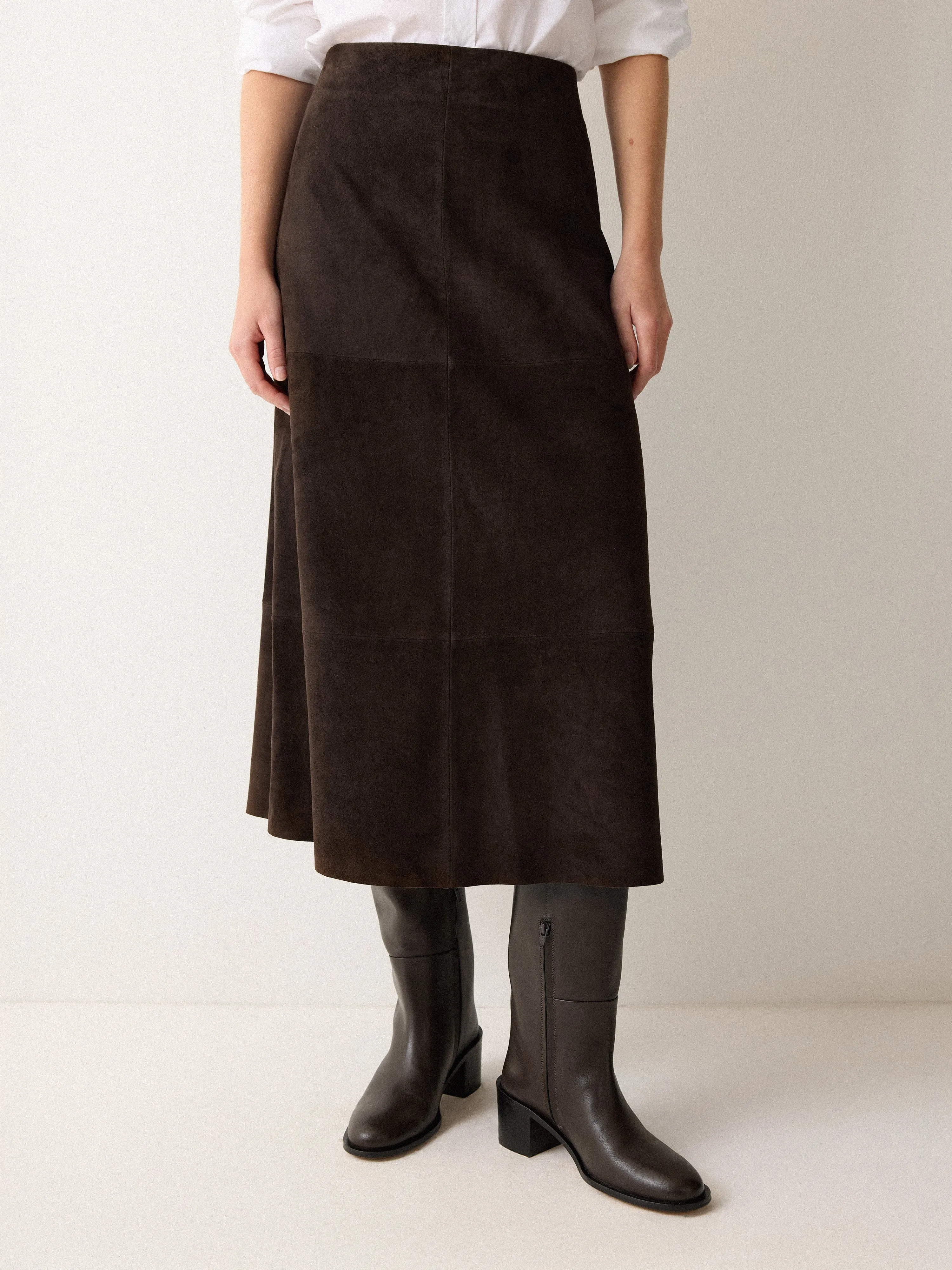 Suede Fluid Midi Skirt | Brown sold by Jigsaw product image thumbnail 2