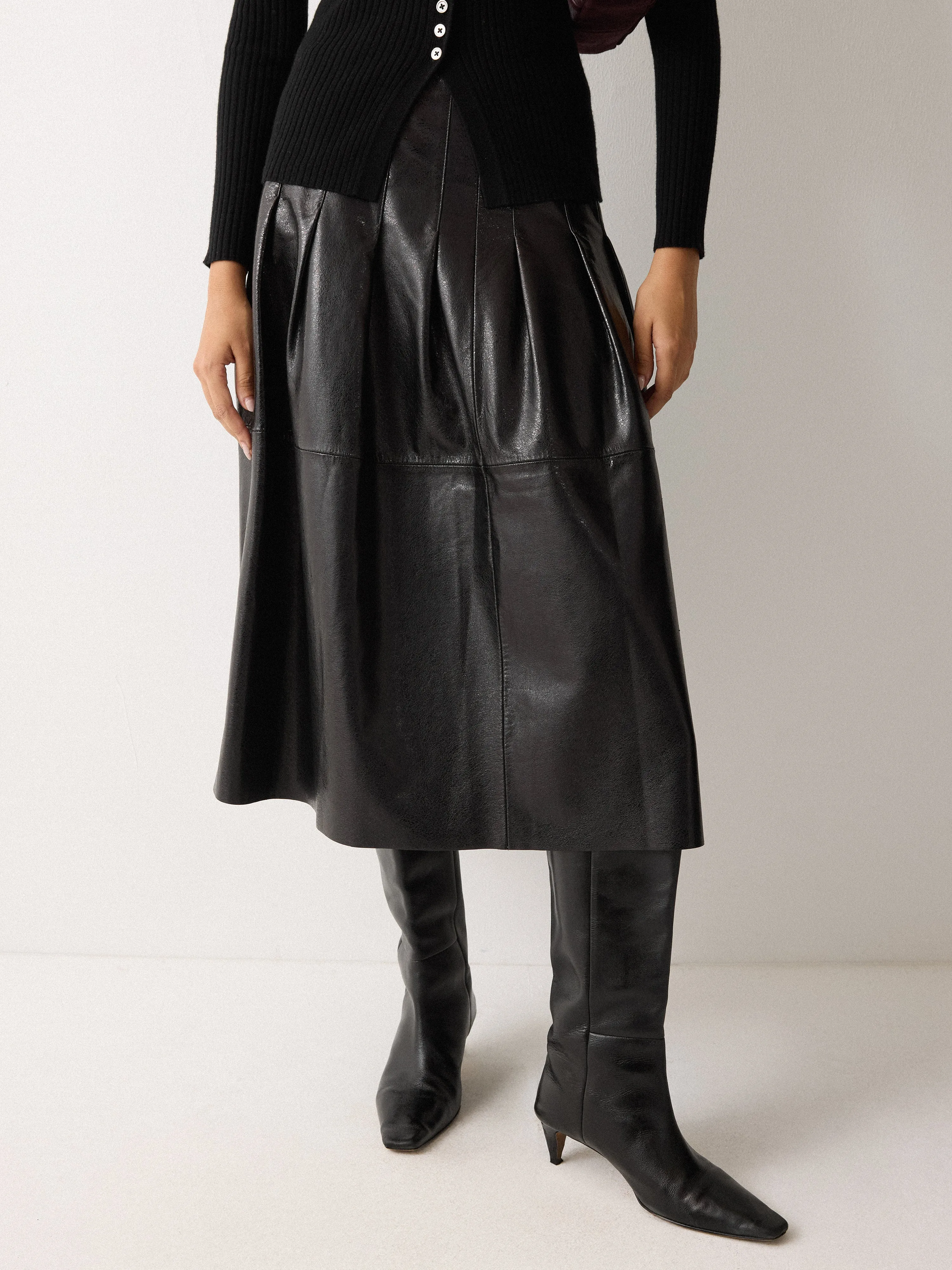 Leather Textured Midi Skirt | Black sold by Jigsaw product image thumbnail 2