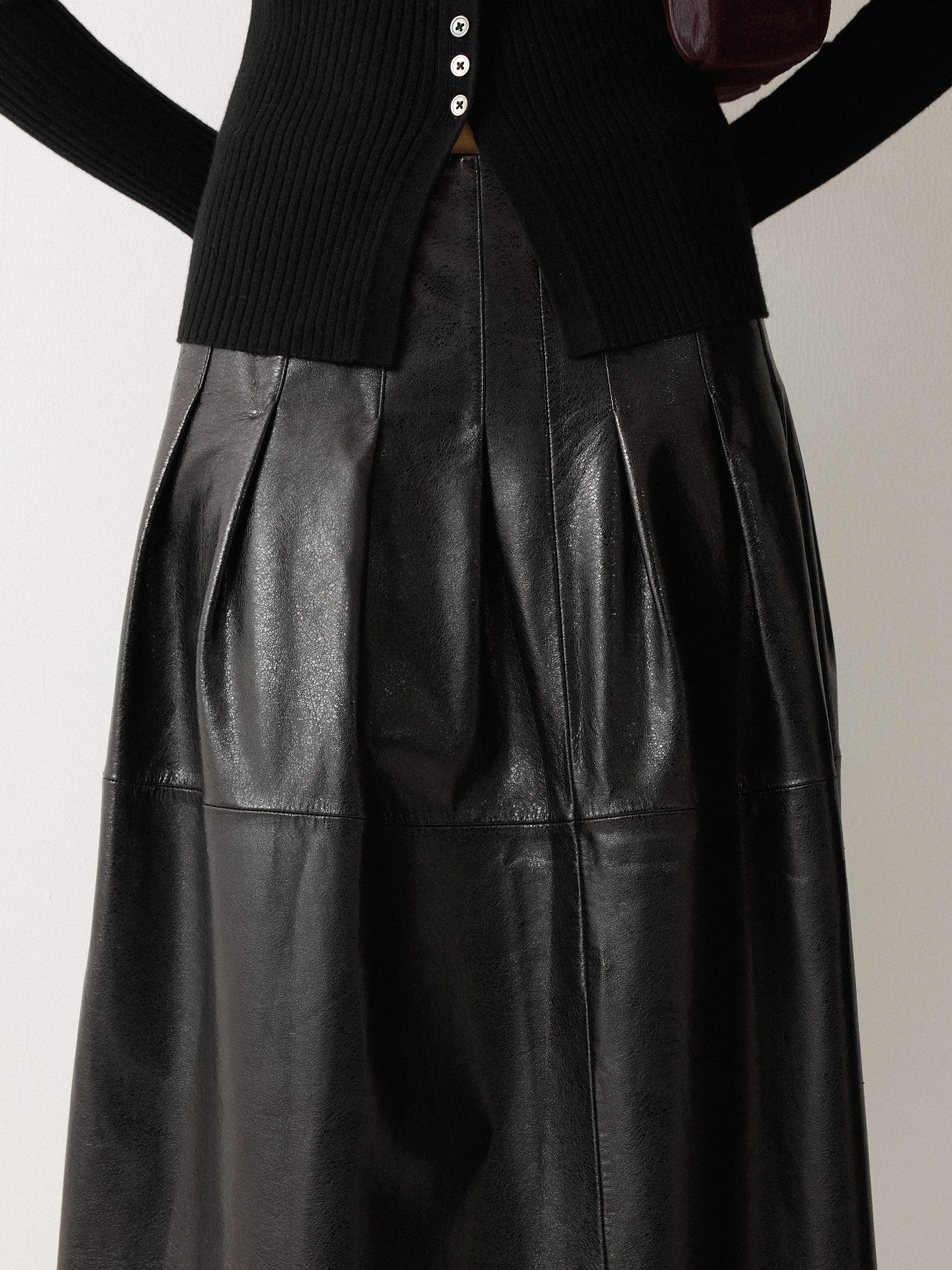 Leather Textured Midi Skirt | Black sold by Jigsaw product image thumbnail 3