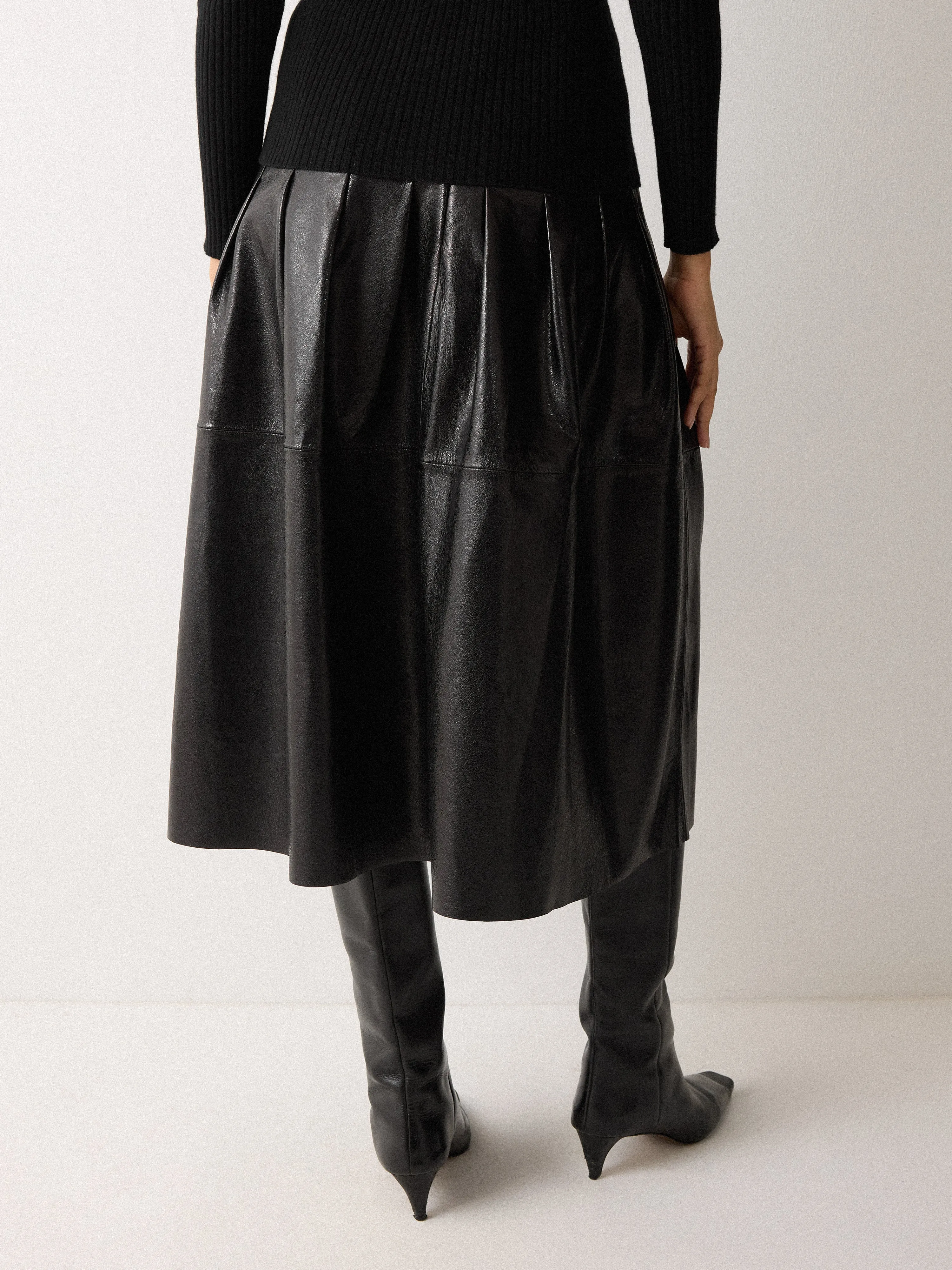 Leather Textured Midi Skirt | Black sold by Jigsaw product image thumbnail 4
