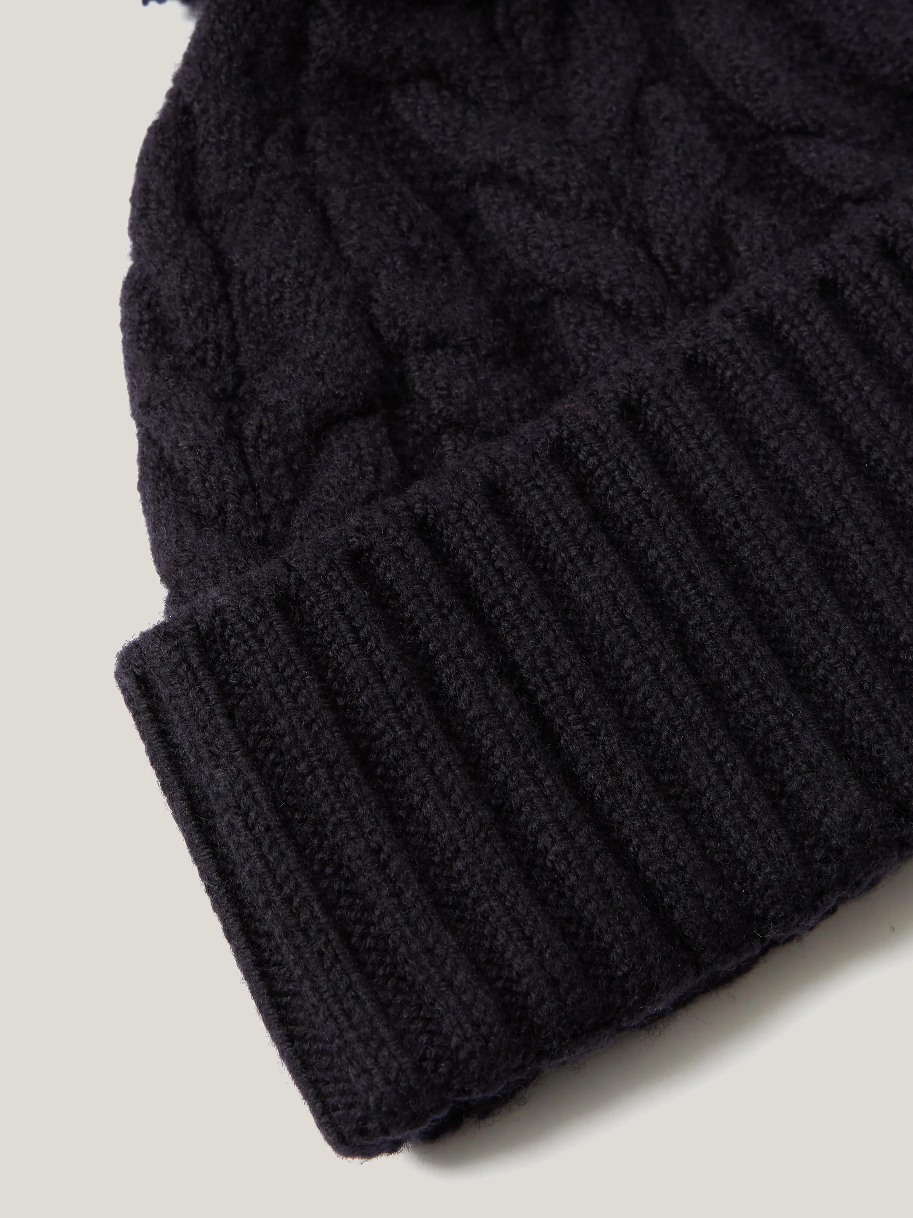 Cable Pom Hat | Navy sold by Jigsaw product image thumbnail 3