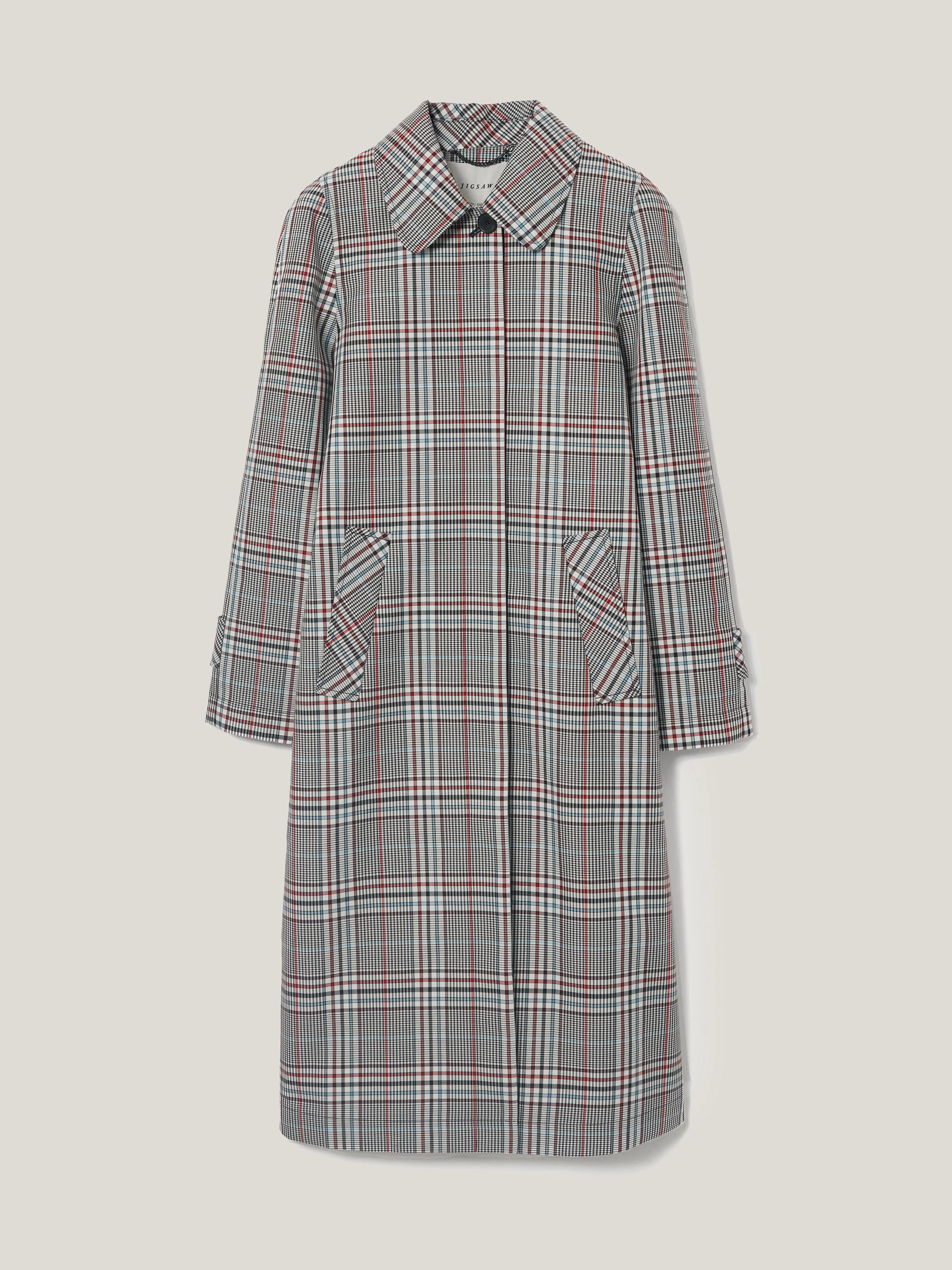 Bonded Cotton Check Trench Coat | Cream sold by Jigsaw product image thumbnail 5