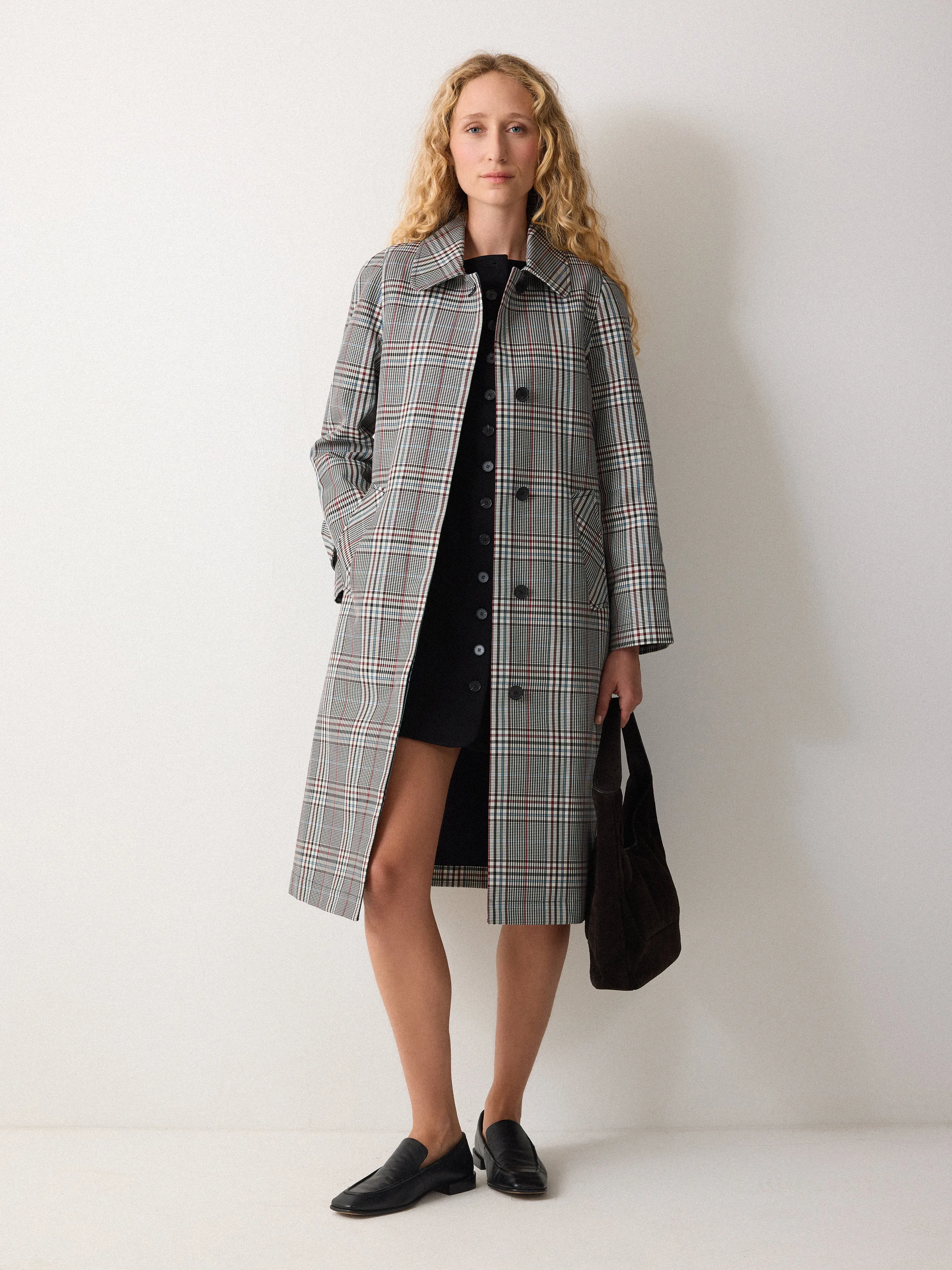 Bonded Cotton Check Trench Coat | Cream sold by Jigsaw product image thumbnail 3
