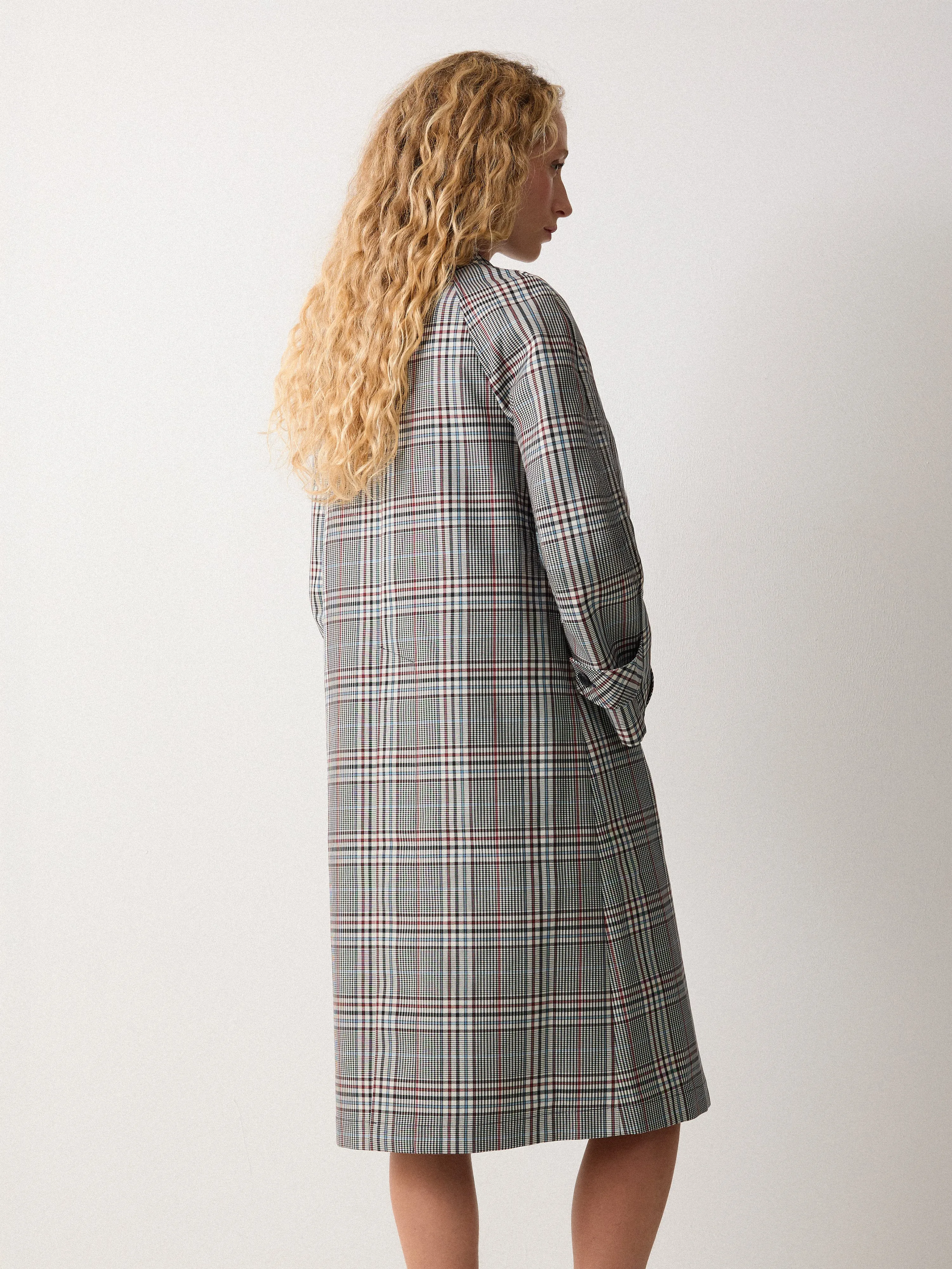 Bonded Cotton Check Trench Coat | Cream sold by Jigsaw product image thumbnail 4