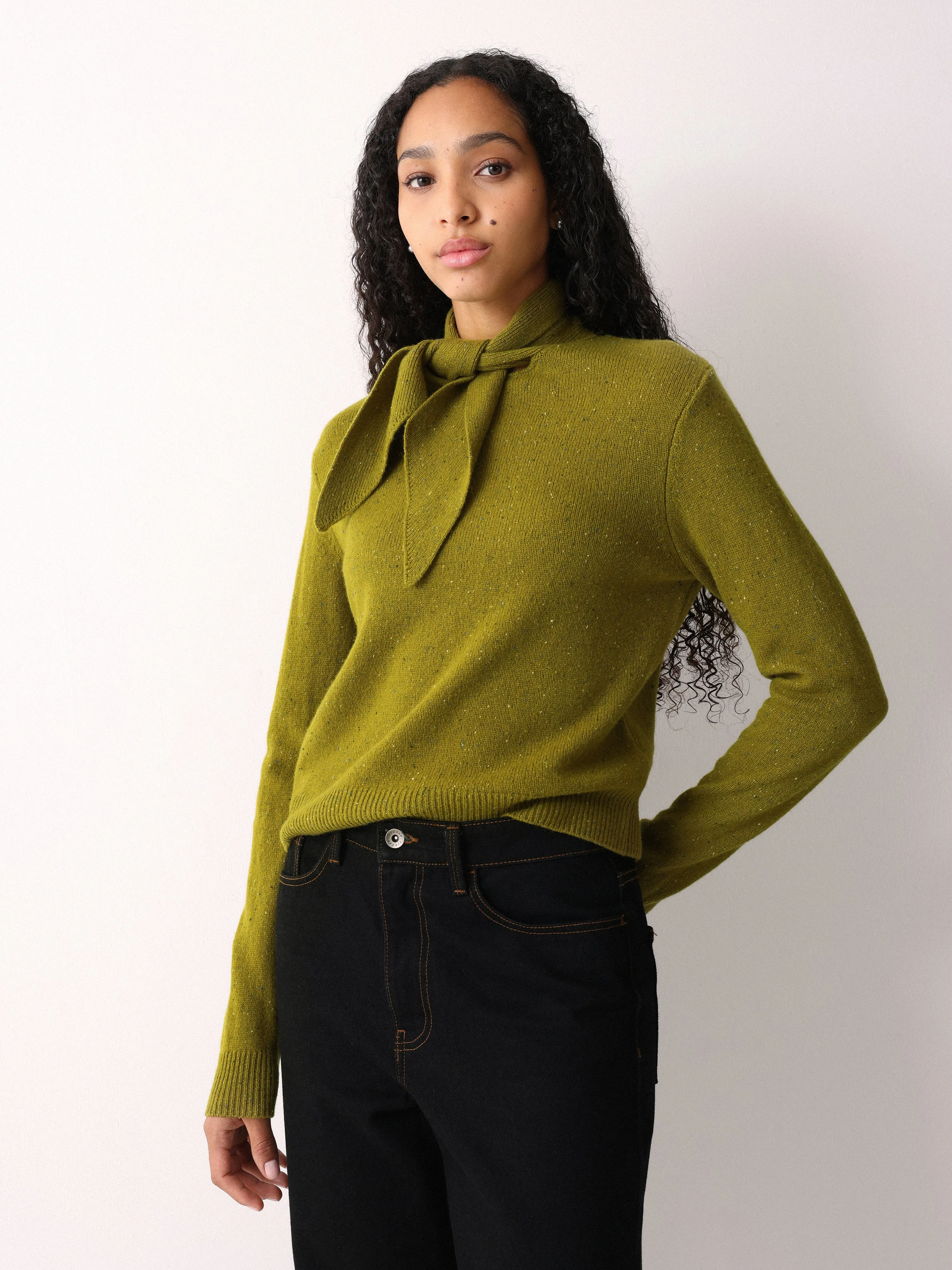 Donegal Wool Tie Neck Jumper | Green sold by Jigsaw product image thumbnail 4