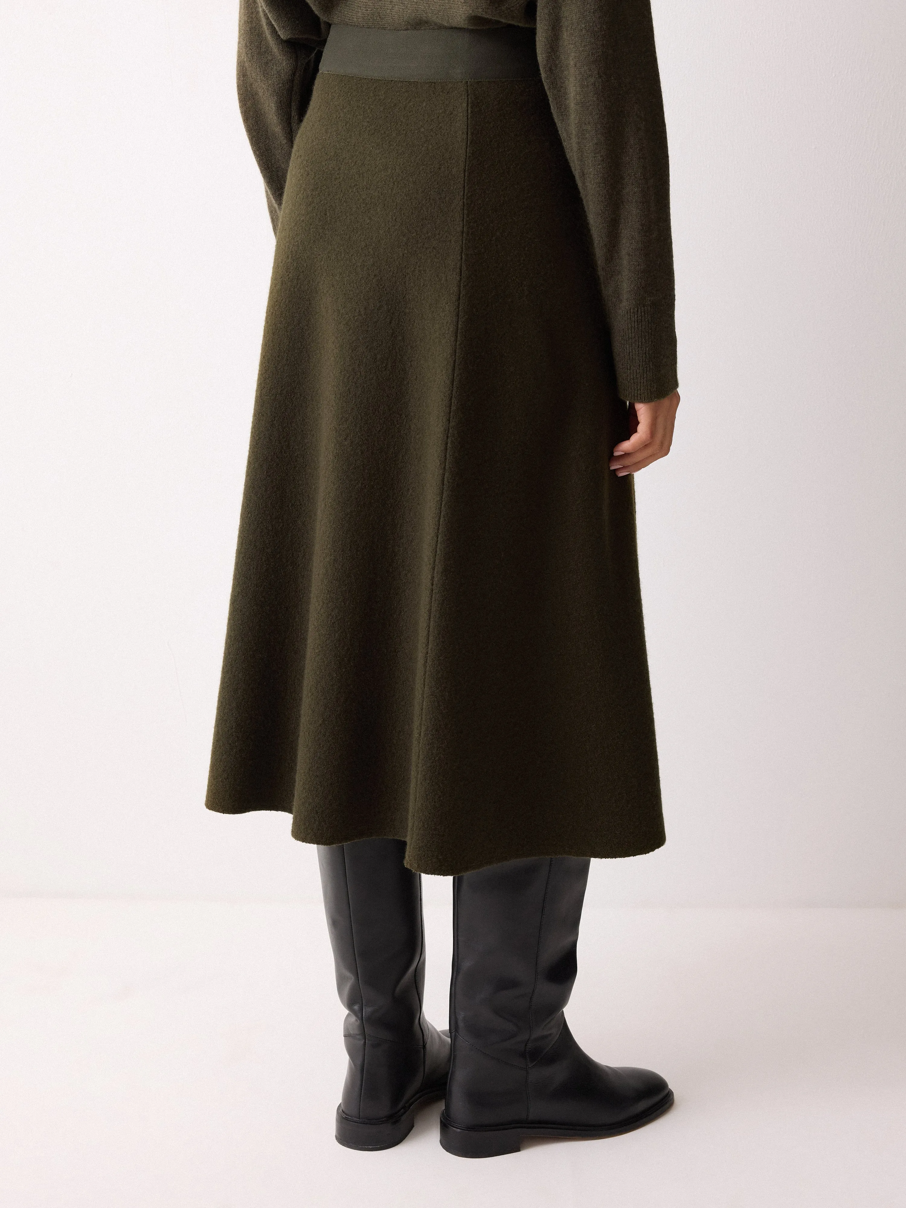 Boiled Wool Blend Skirt | Khaki sold by Jigsaw product image thumbnail 5