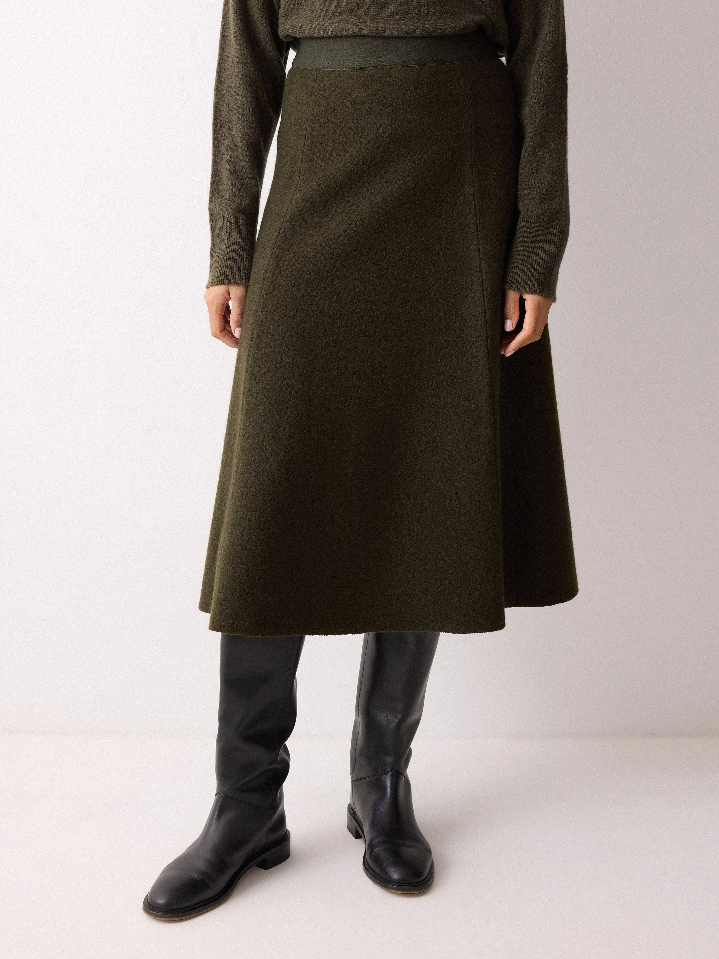 Boiled Wool Blend Skirt | Khaki sold by Jigsaw product image thumbnail 4