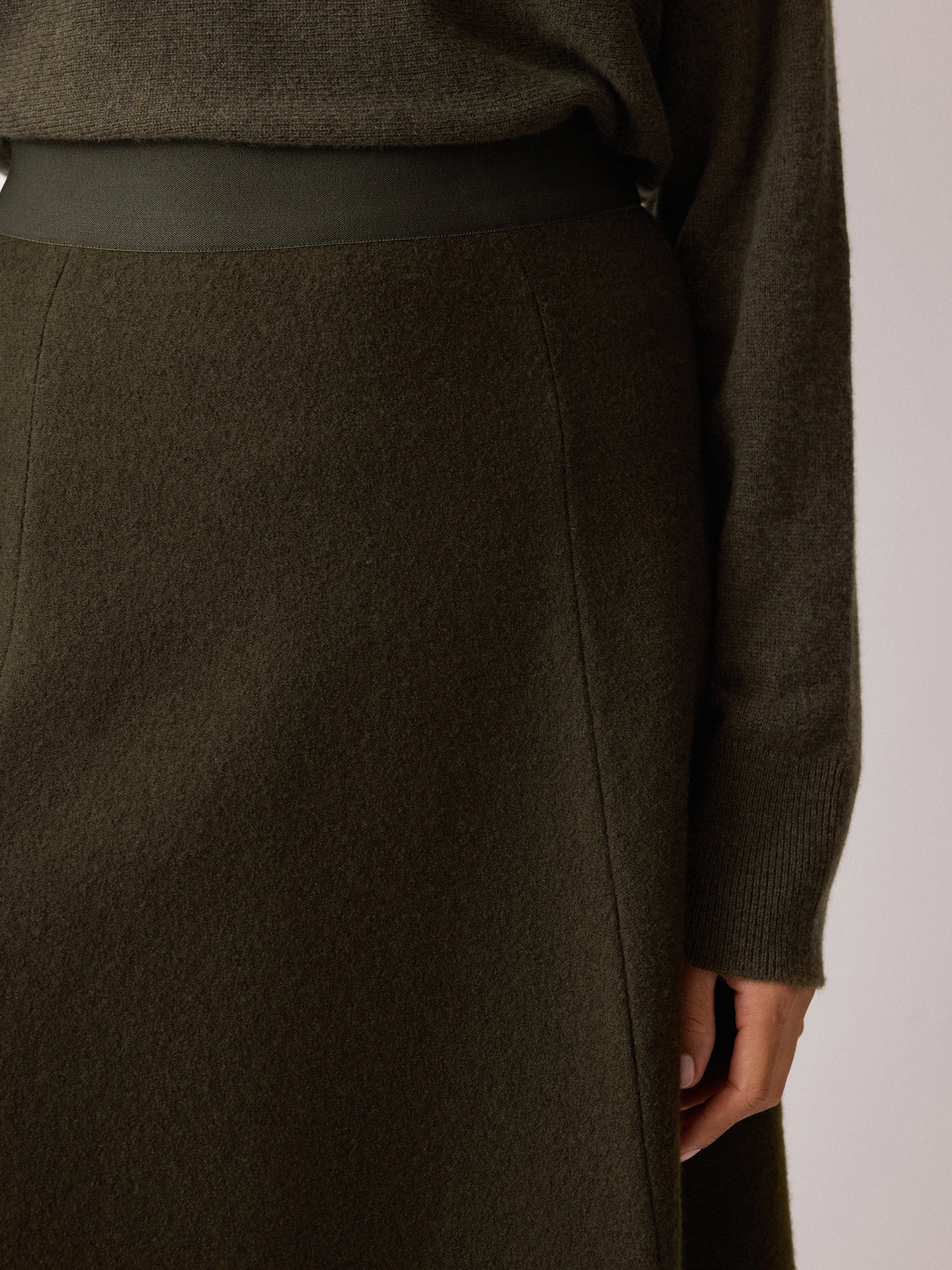 Boiled Wool Blend Skirt | Khaki sold by Jigsaw product image thumbnail 3