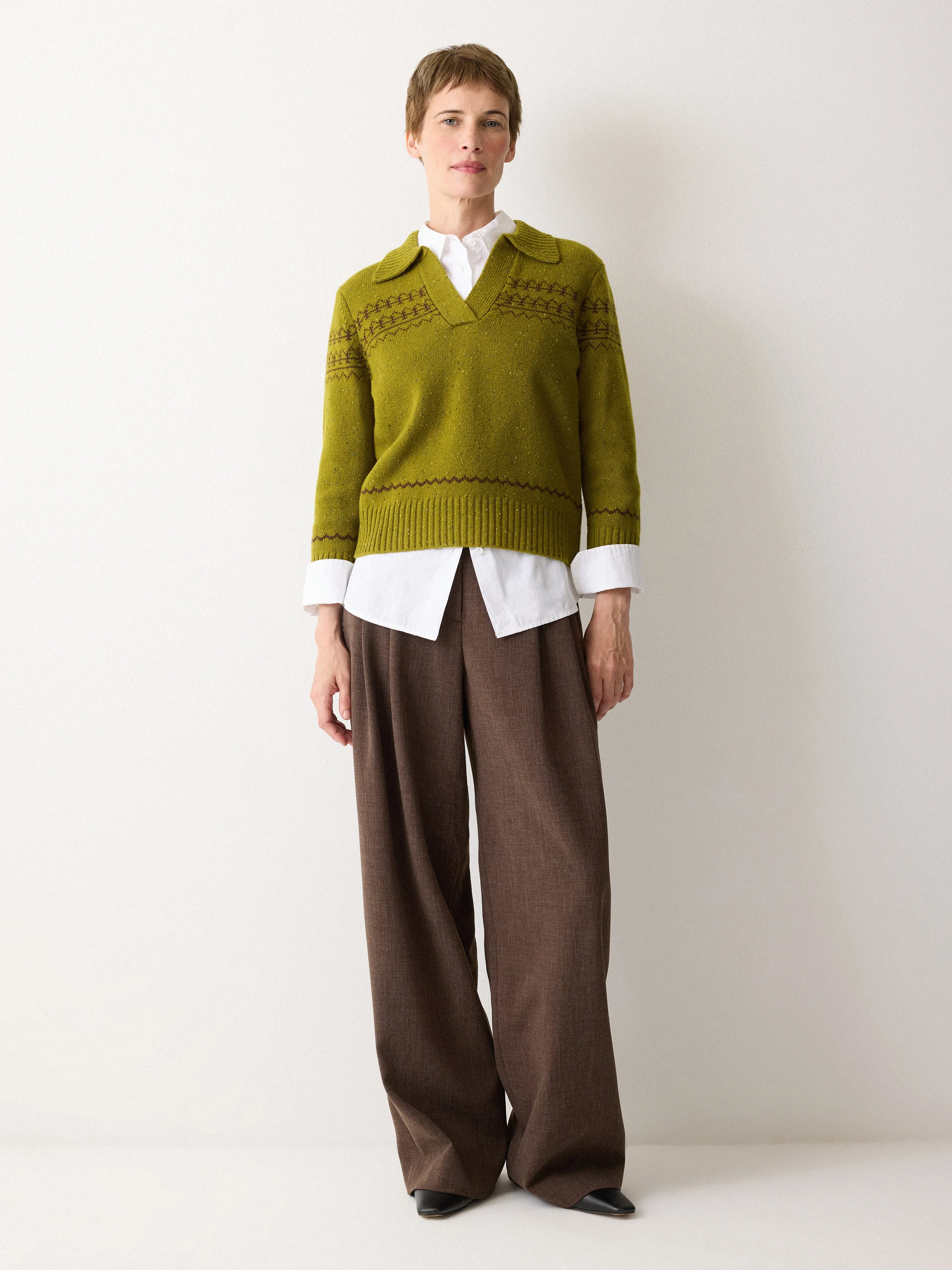 Donegal V Collar Top | Green sold by Jigsaw product image thumbnail 3