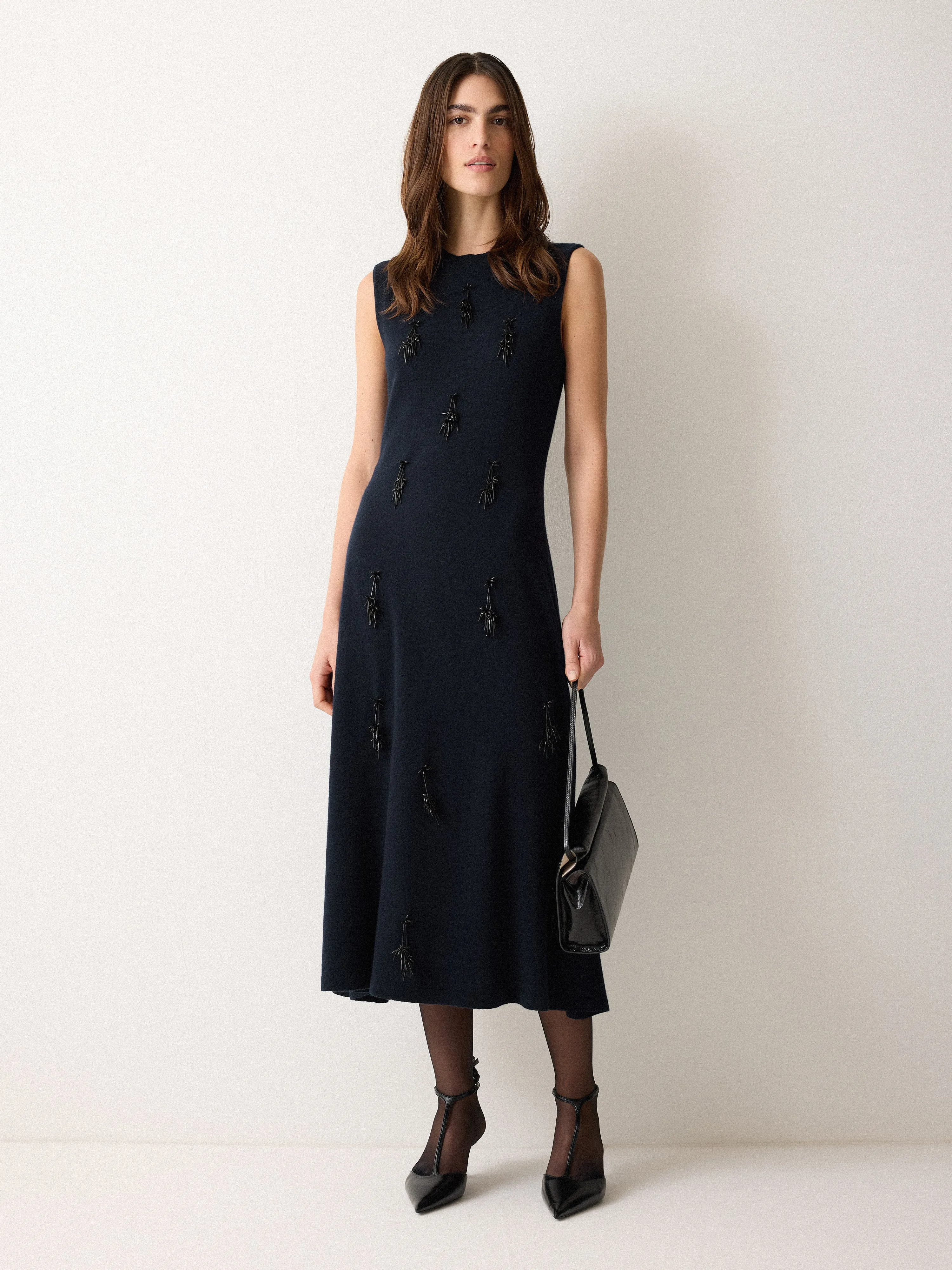 Embellished Knitted Dress | Navy sold by Jigsaw