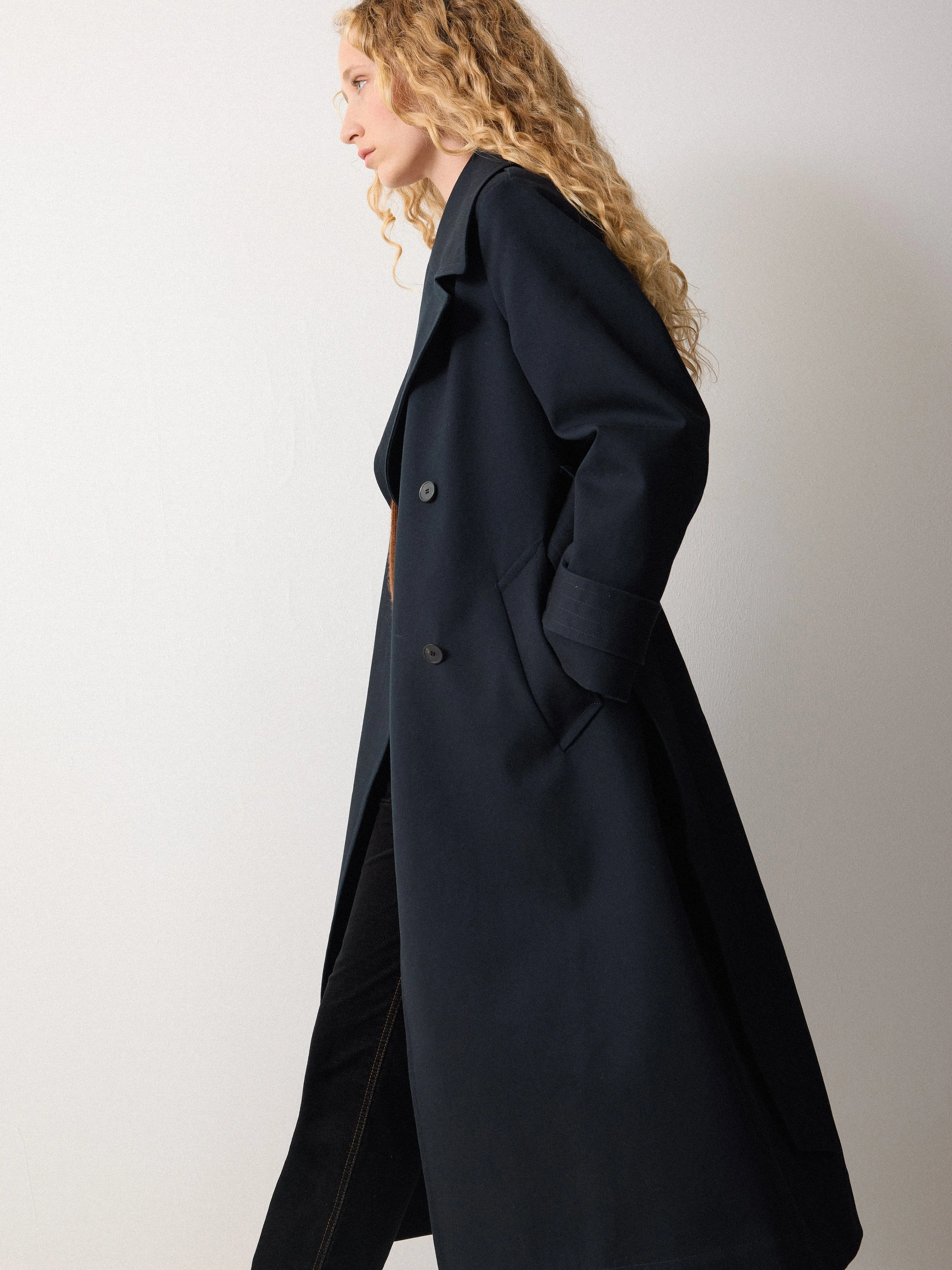 Bonded Cotton Trench Coat | Navy sold by Jigsaw product image thumbnail 4