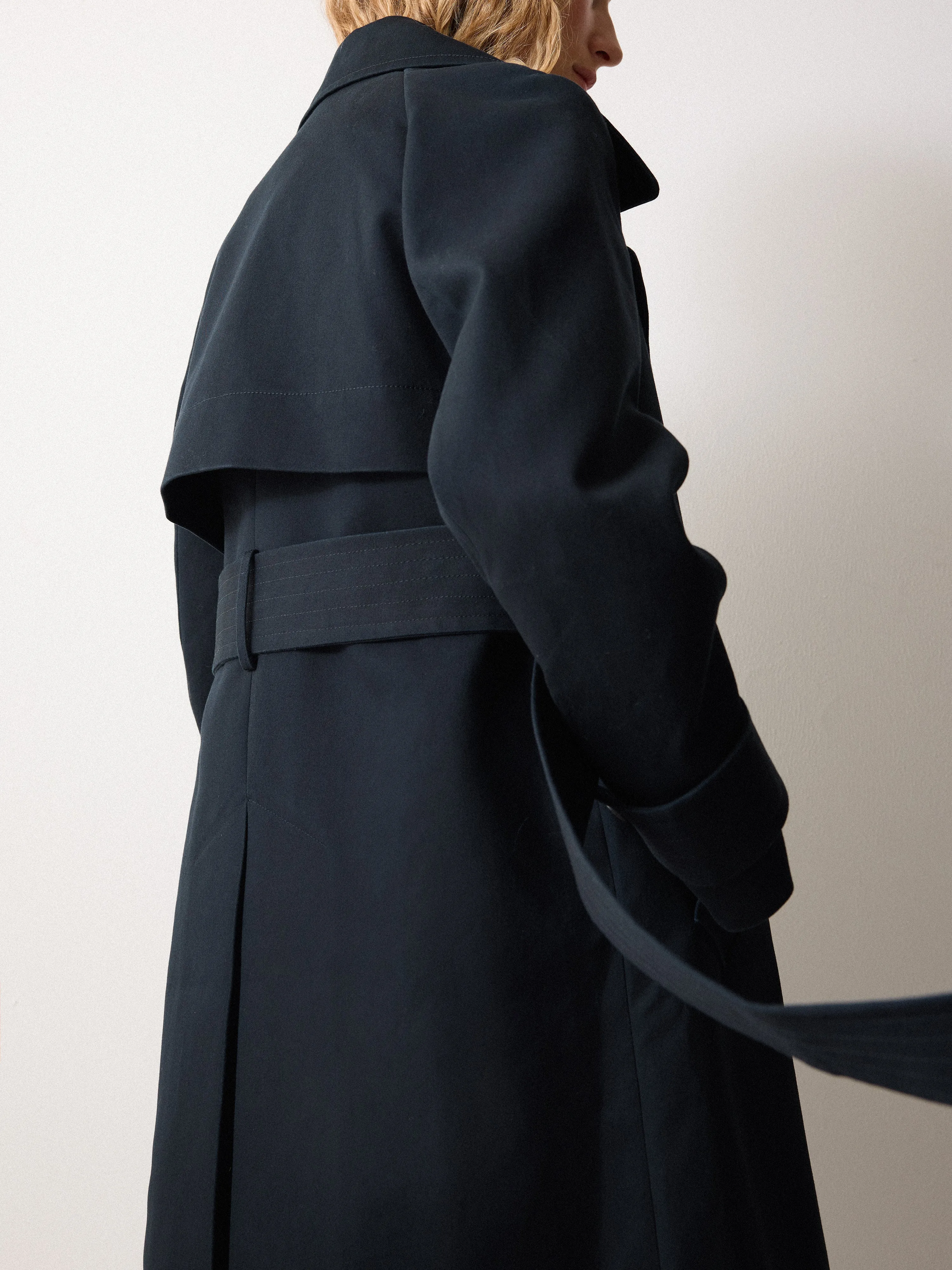 Bonded Cotton Trench Coat | Navy sold by Jigsaw product image thumbnail 5