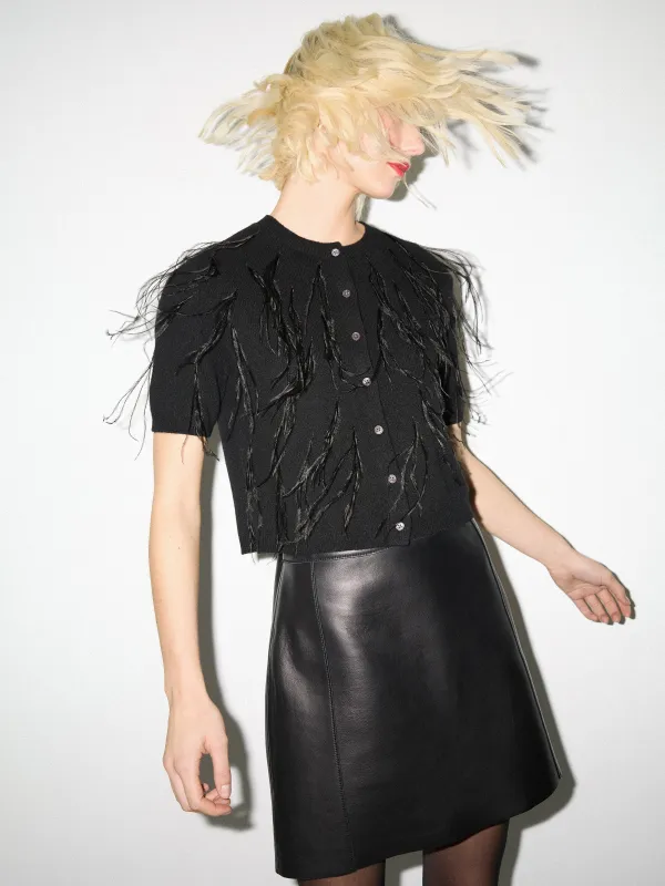 Feather Embellished Cardigan | Black sold by Jigsaw