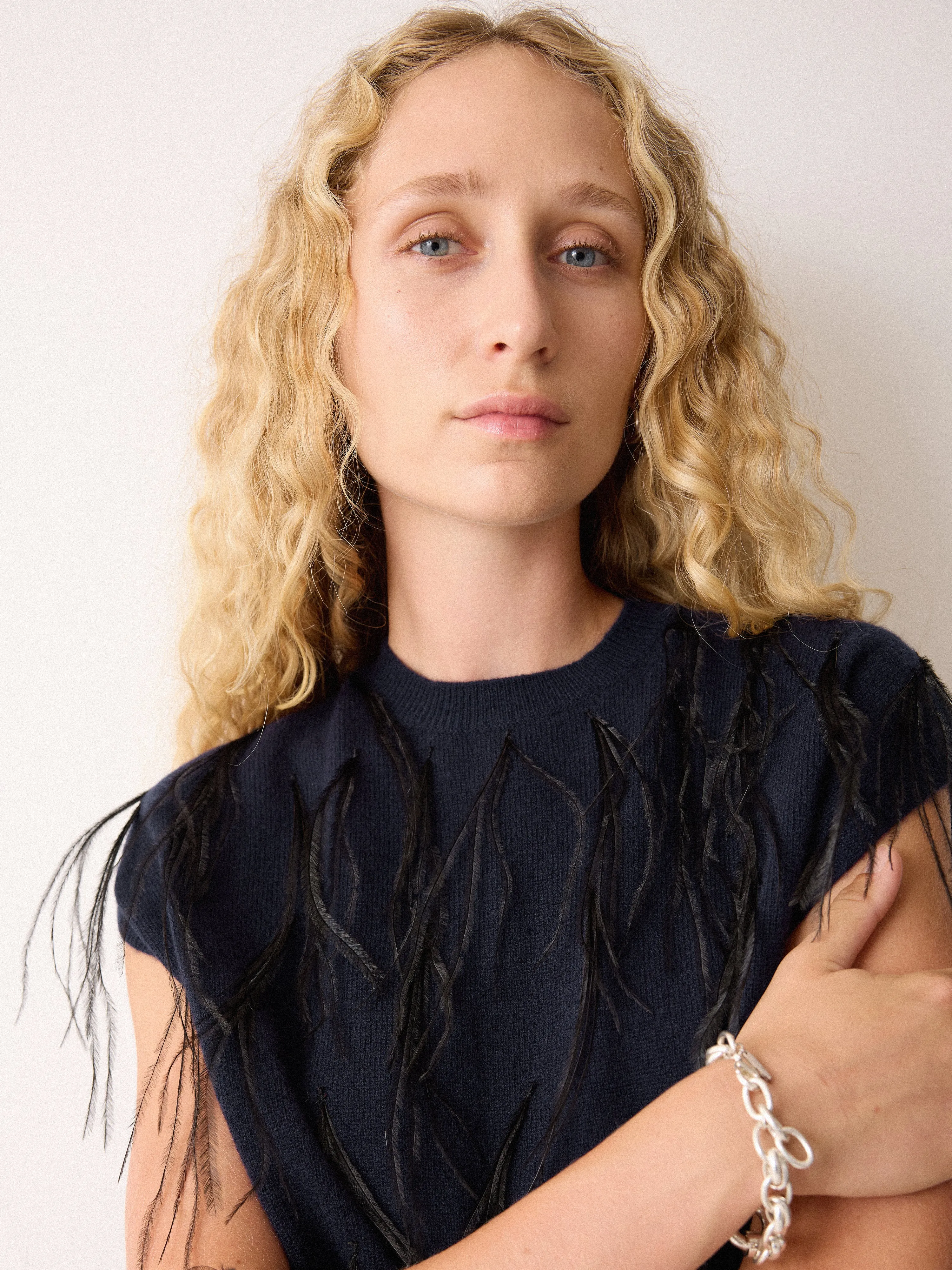 Feather Cap Sleeve Jumper | Navy sold by Jigsaw product image thumbnail 5