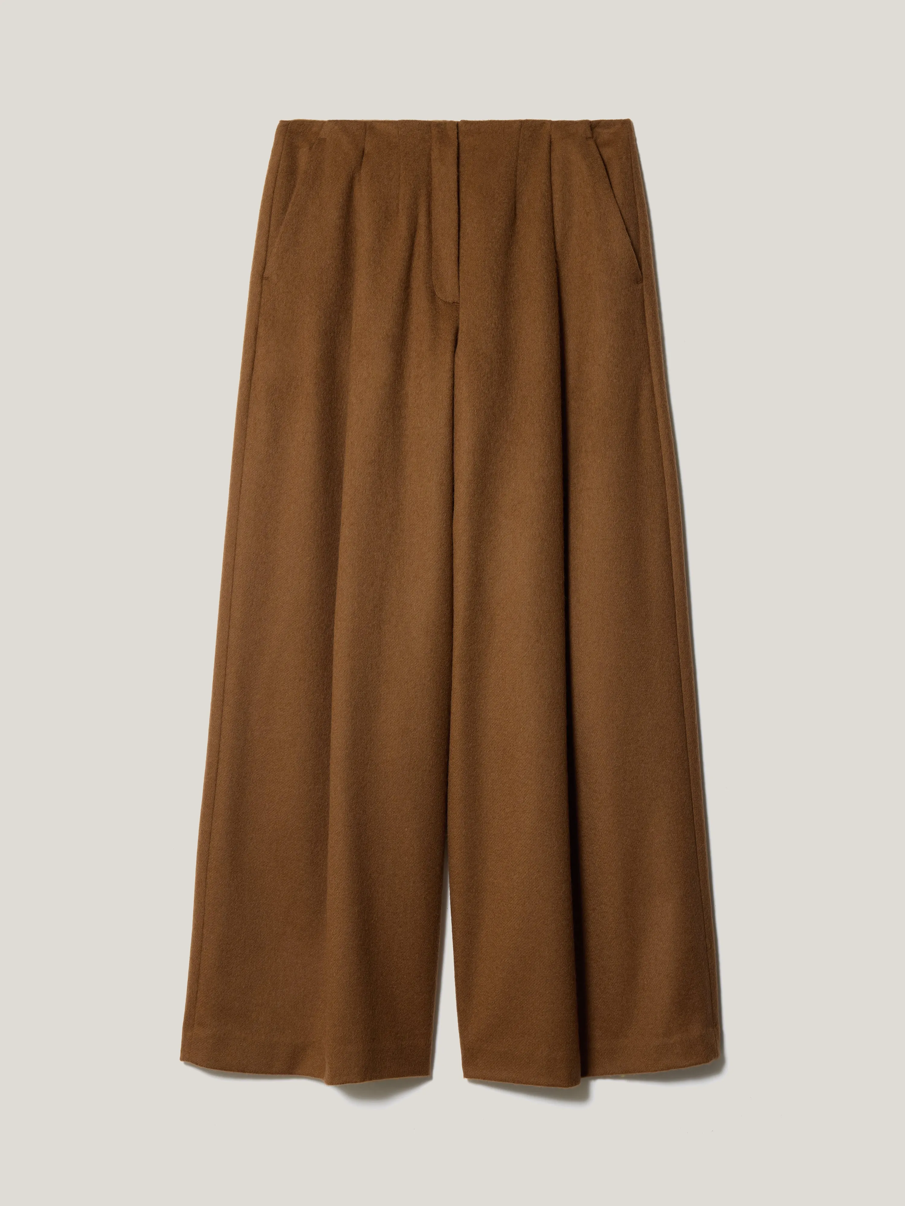 Wool High Waist Pleat Trouser | Brown sold by Jigsaw