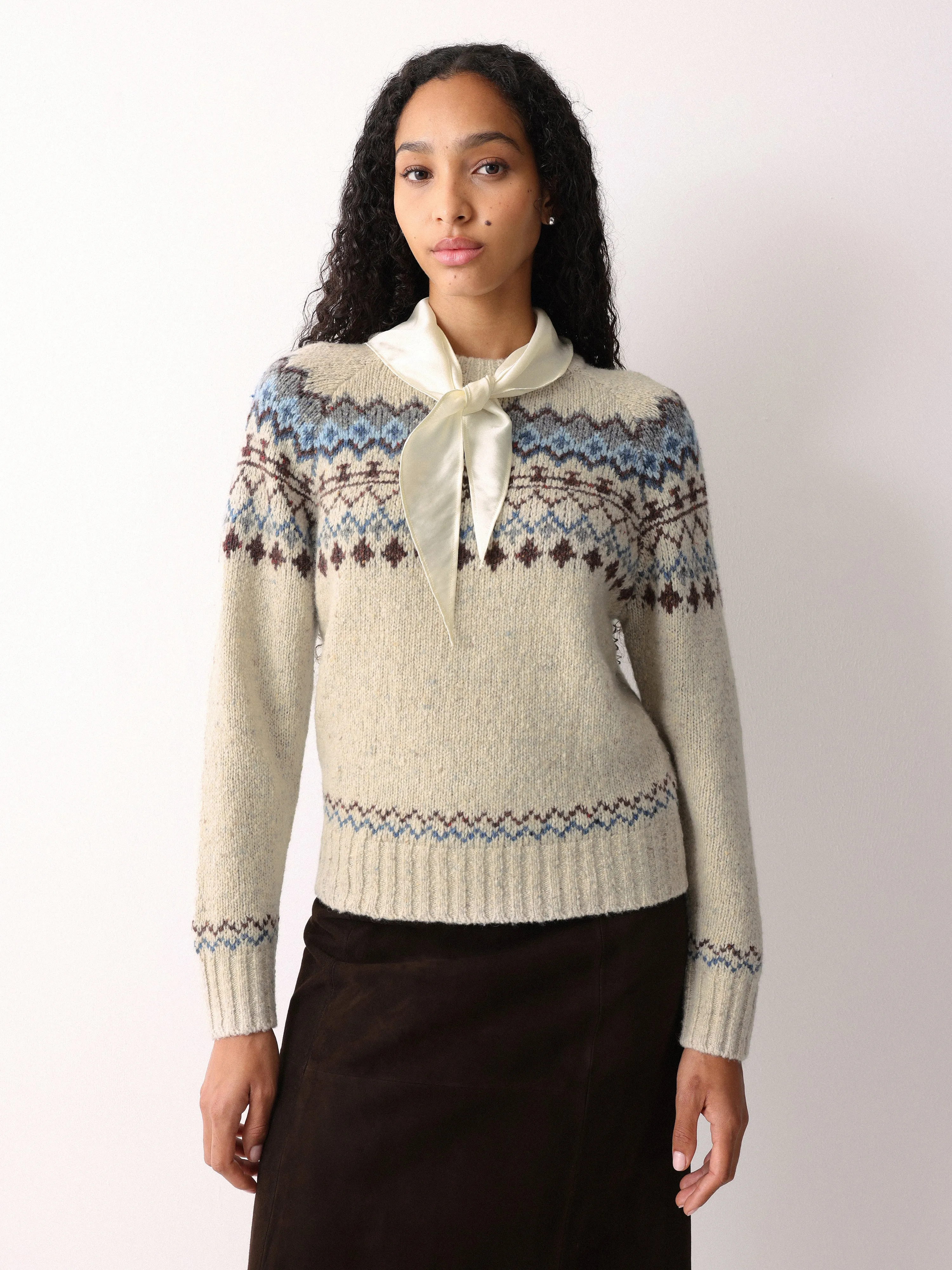 Fairisle Silk Scarf Jumper | Beige sold by Jigsaw product image thumbnail 3