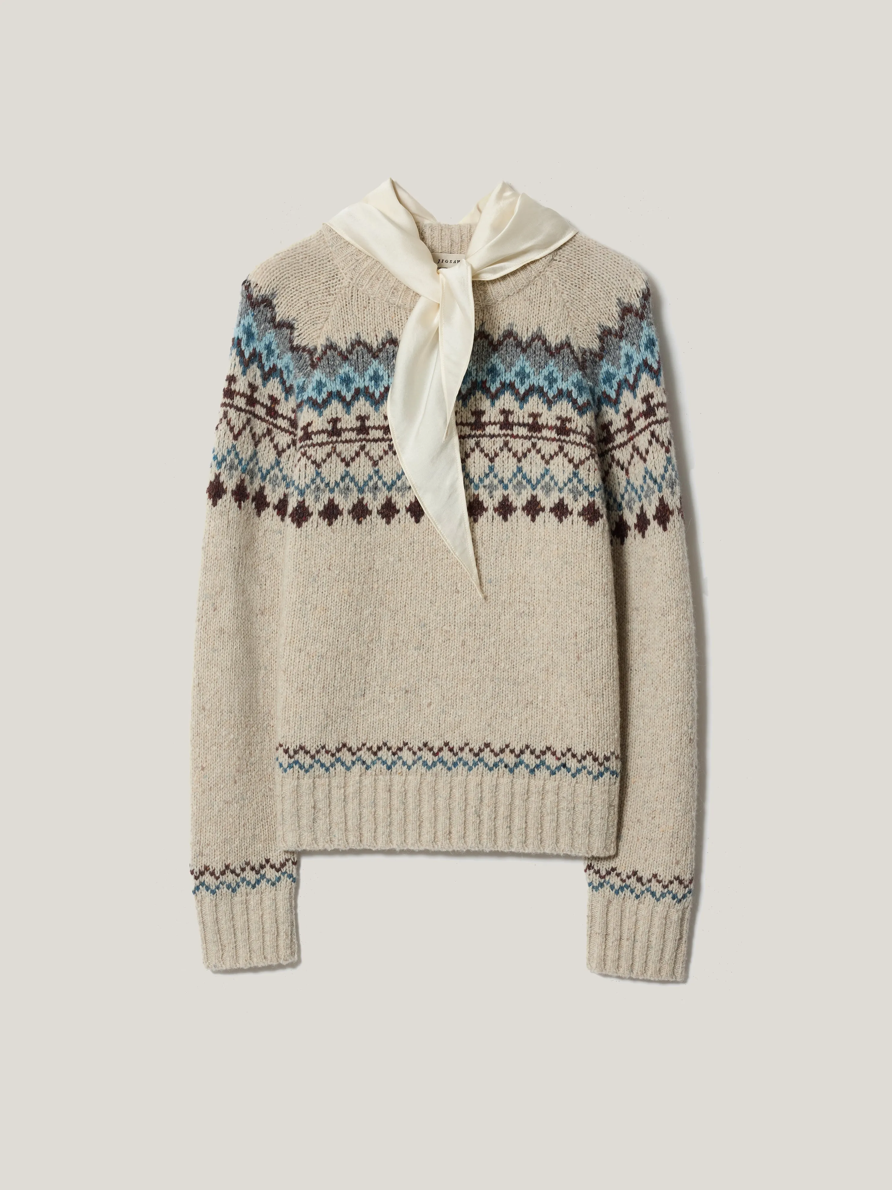 Fairisle Silk Scarf Jumper | Beige sold by Jigsaw product image thumbnail 5
