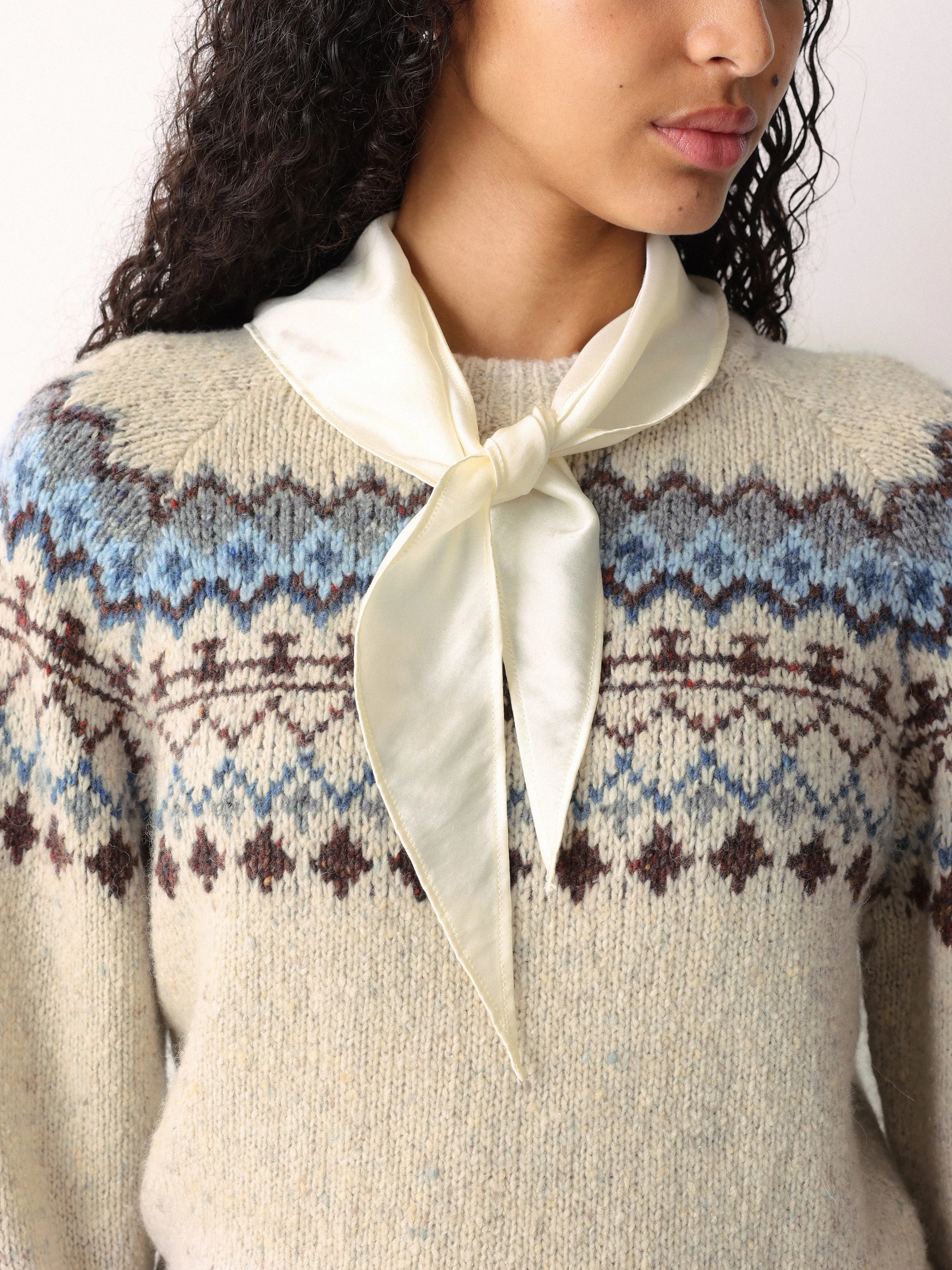 Fairisle Silk Scarf Jumper | Beige sold by Jigsaw product image thumbnail 2