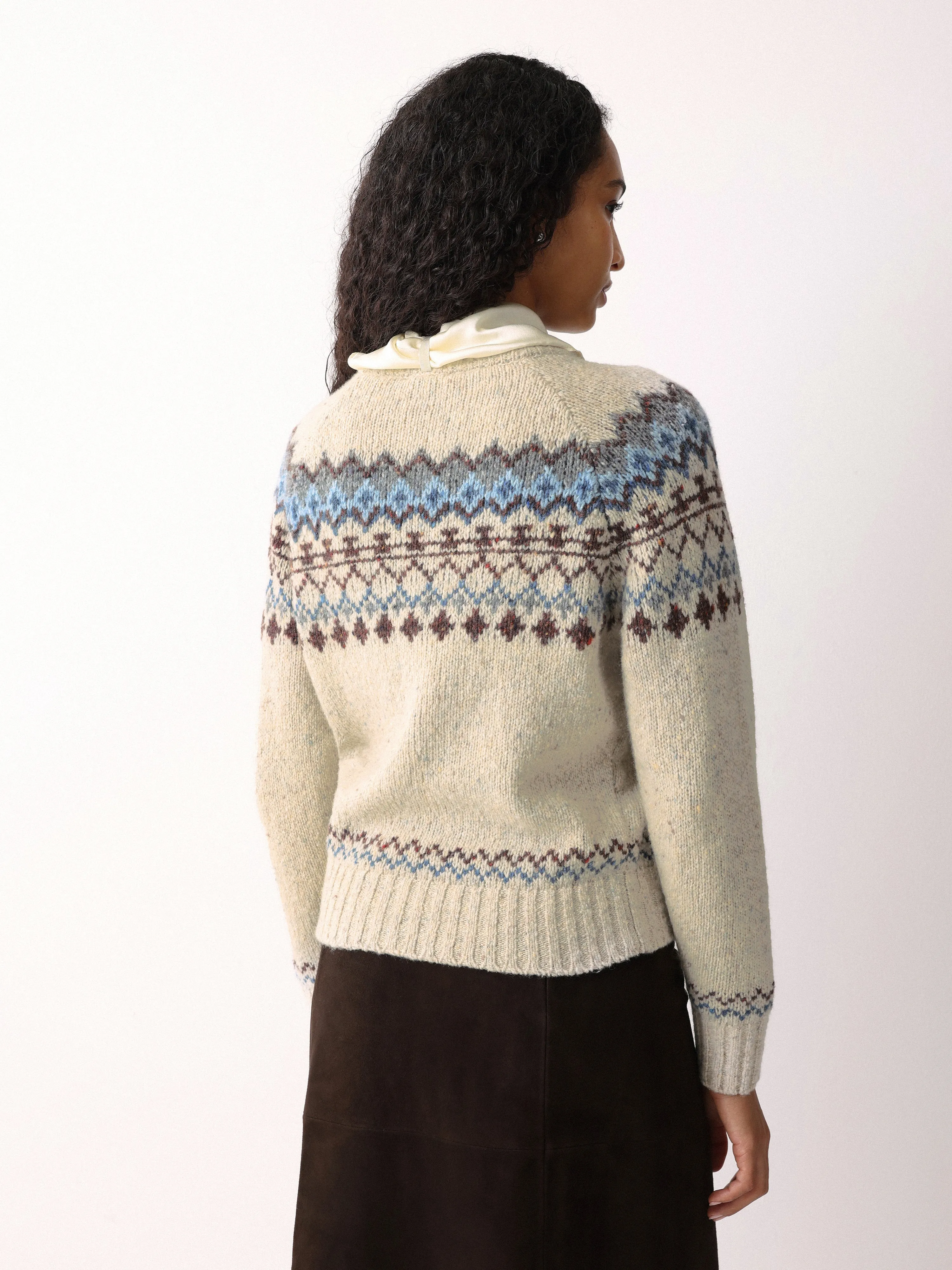 Fairisle Silk Scarf Jumper | Beige sold by Jigsaw product image thumbnail 4