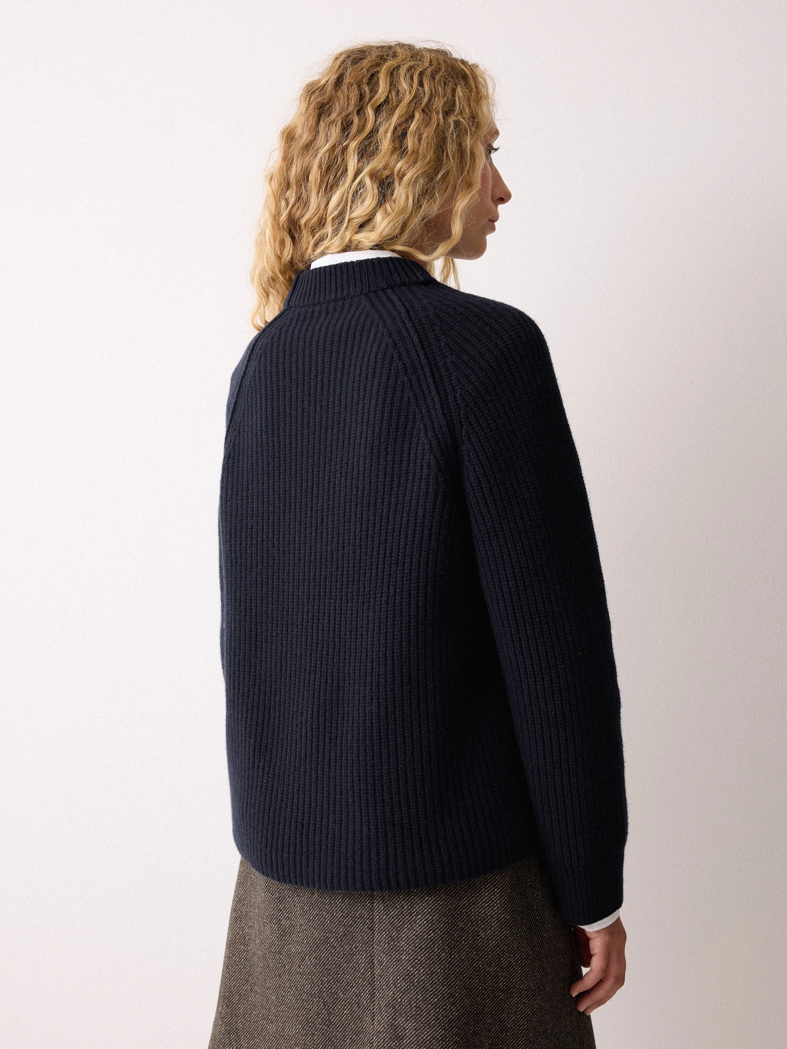 Fishermans Rib Crew Jumper | Navy sold by Jigsaw product image thumbnail 4