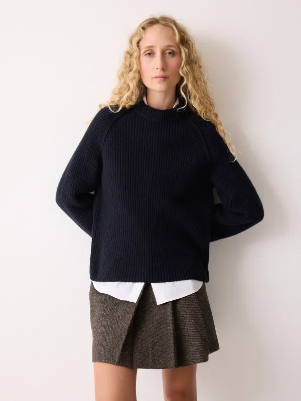 Fishermans Rib Crew Jumper | Navy sold by Jigsaw