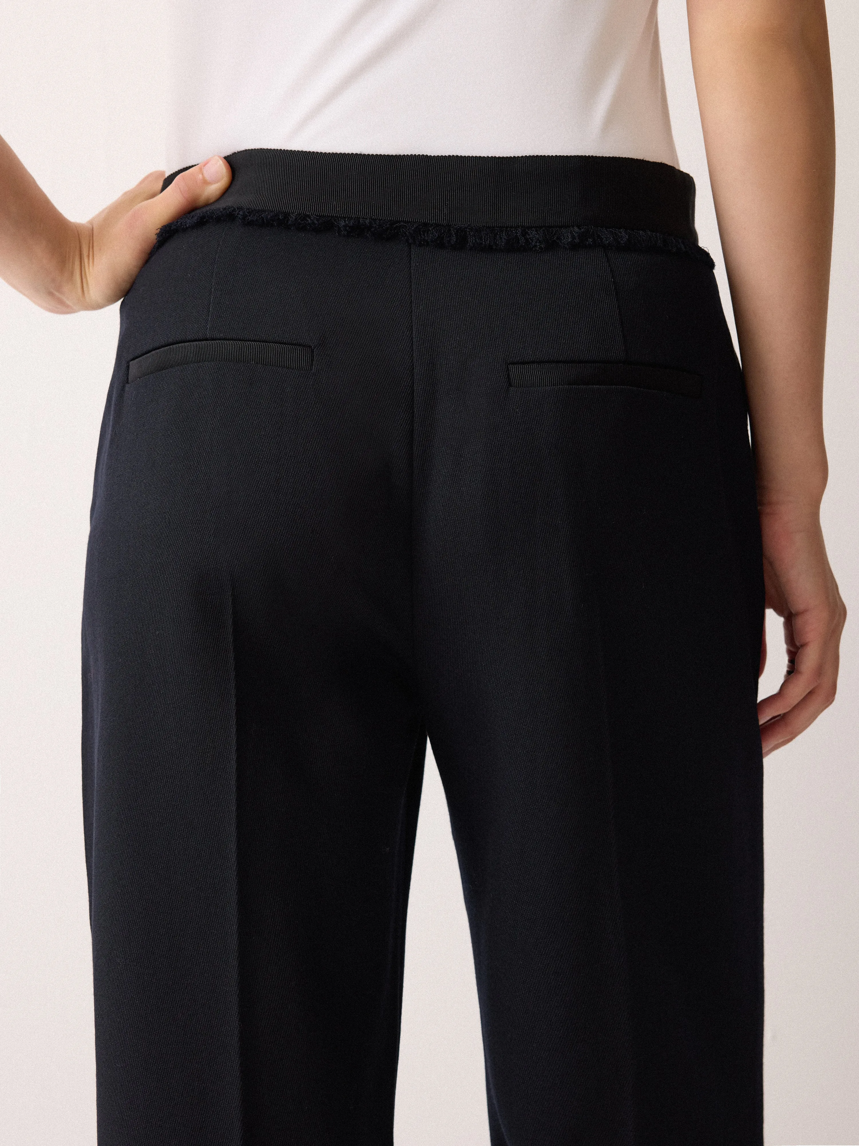 Grosgrain Trim Cropped Trouser | Dark Navy sold by Jigsaw product image thumbnail 4