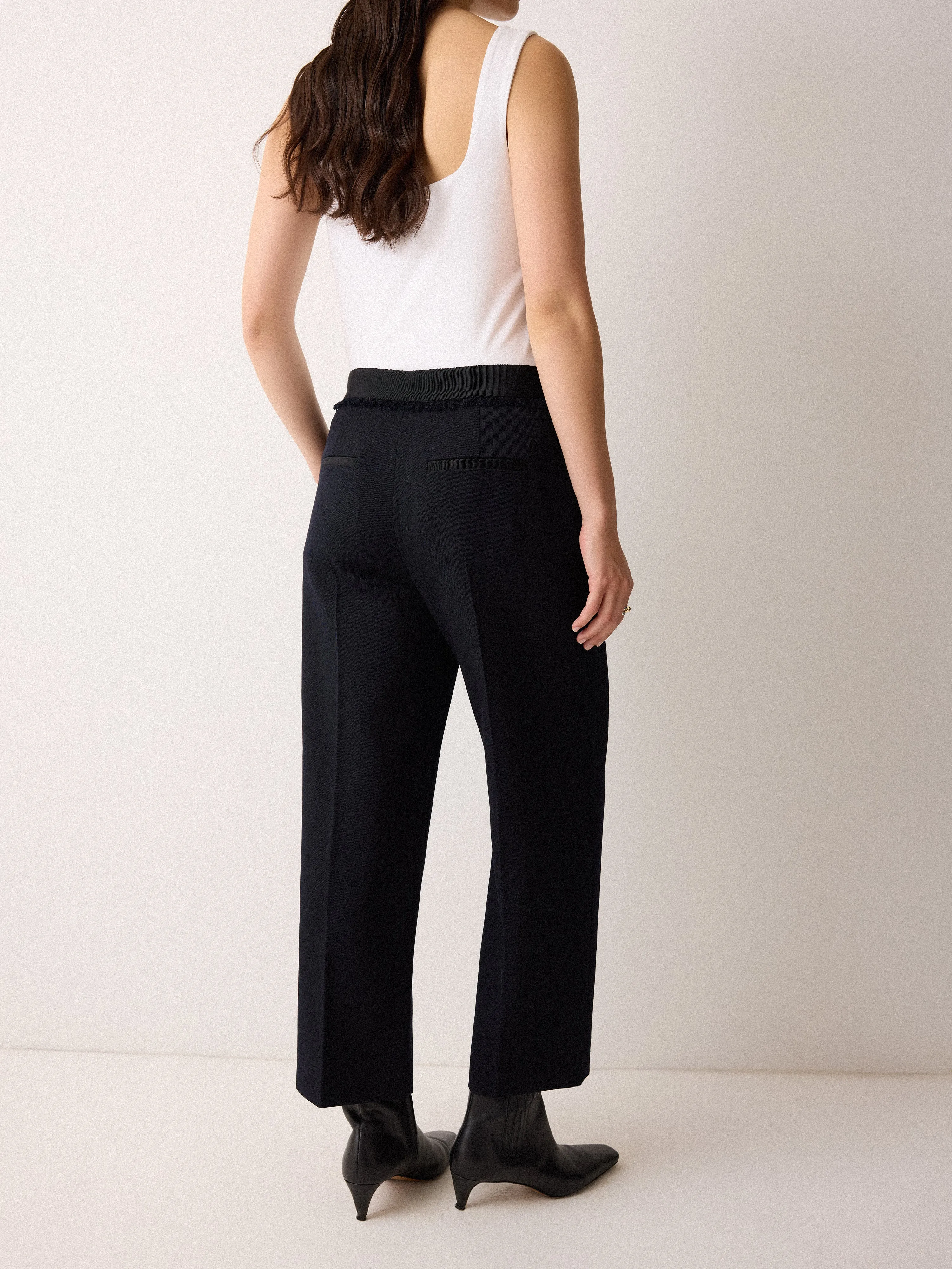Grosgrain Trim Cropped Trouser | Dark Navy sold by Jigsaw product image thumbnail 5