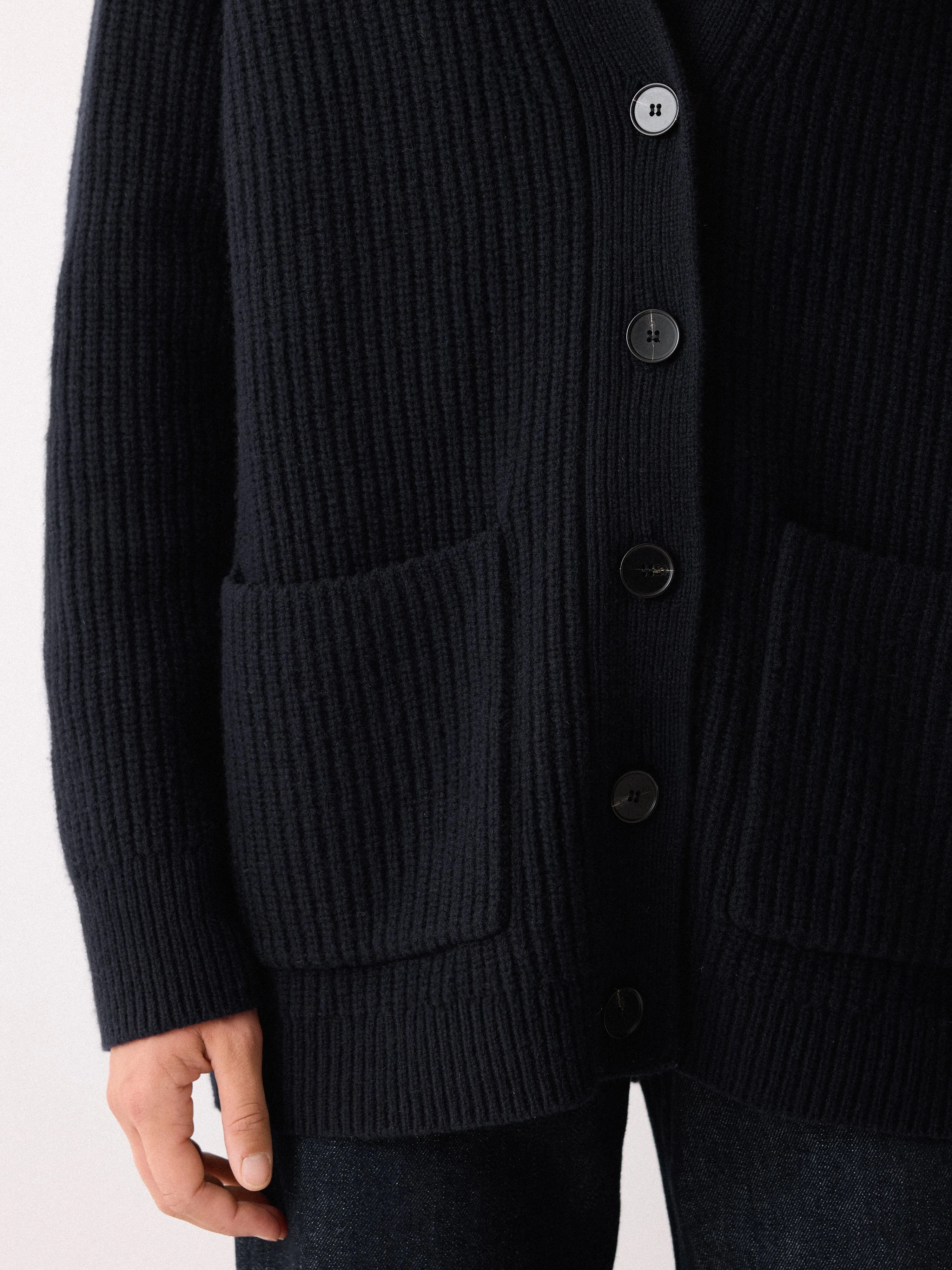 Fishermans Rib Merino Cardigan | Navy sold by Jigsaw product image thumbnail 2