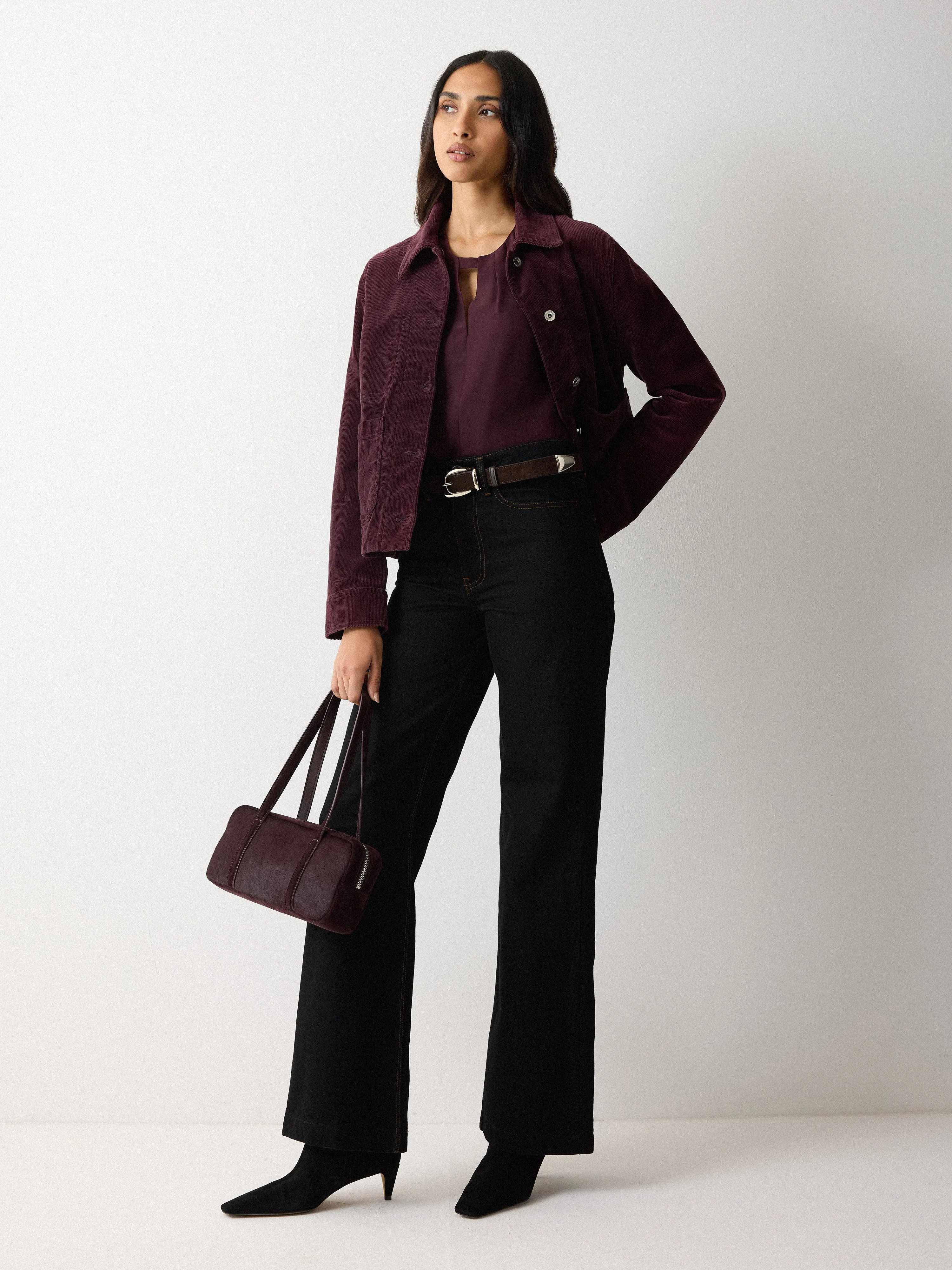 Pleated Neck Silk Shirt | Purple sold by Jigsaw product image thumbnail 2