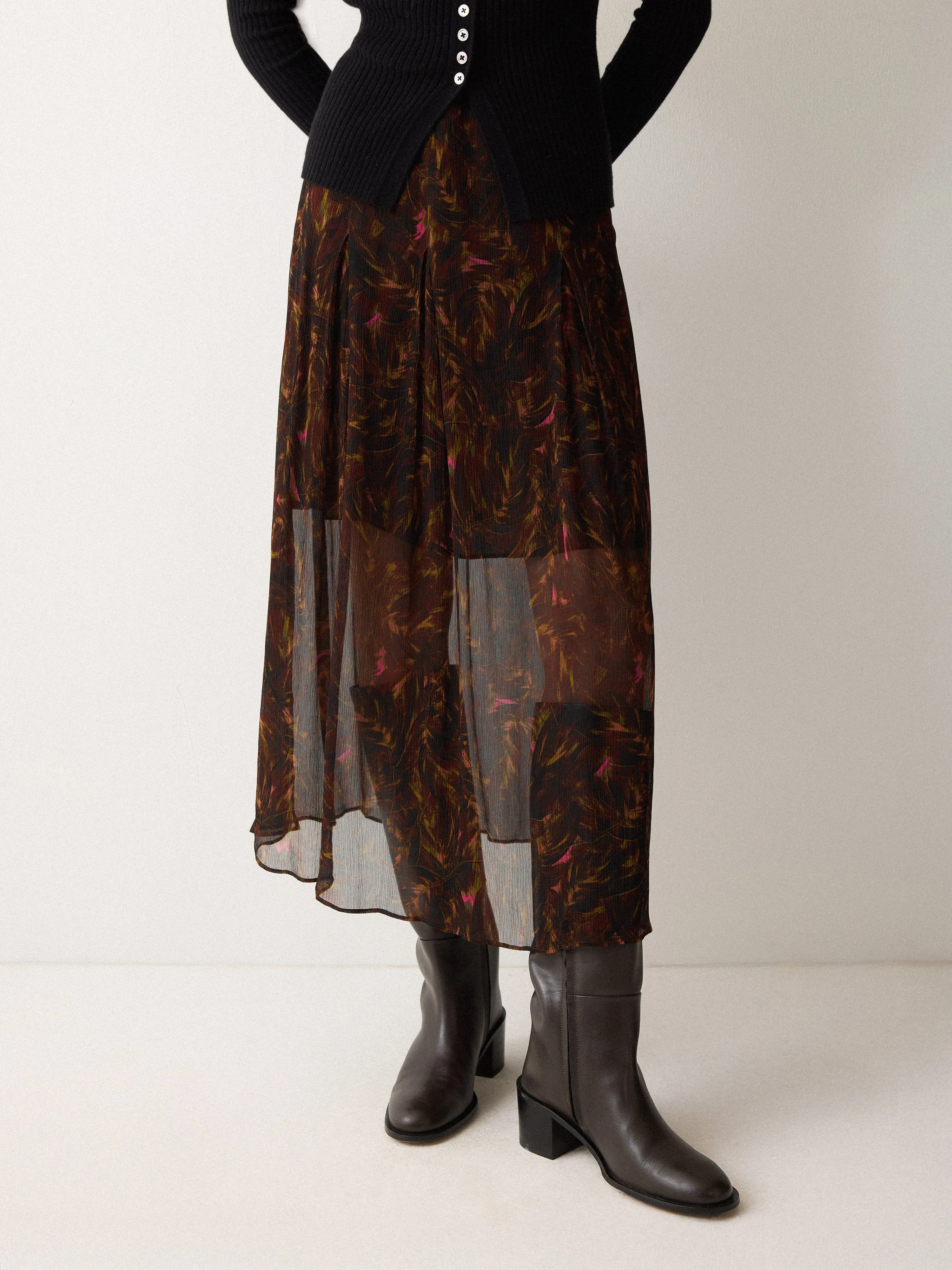Wild Feather Midi Skirt | Brown sold by Jigsaw product image thumbnail 3