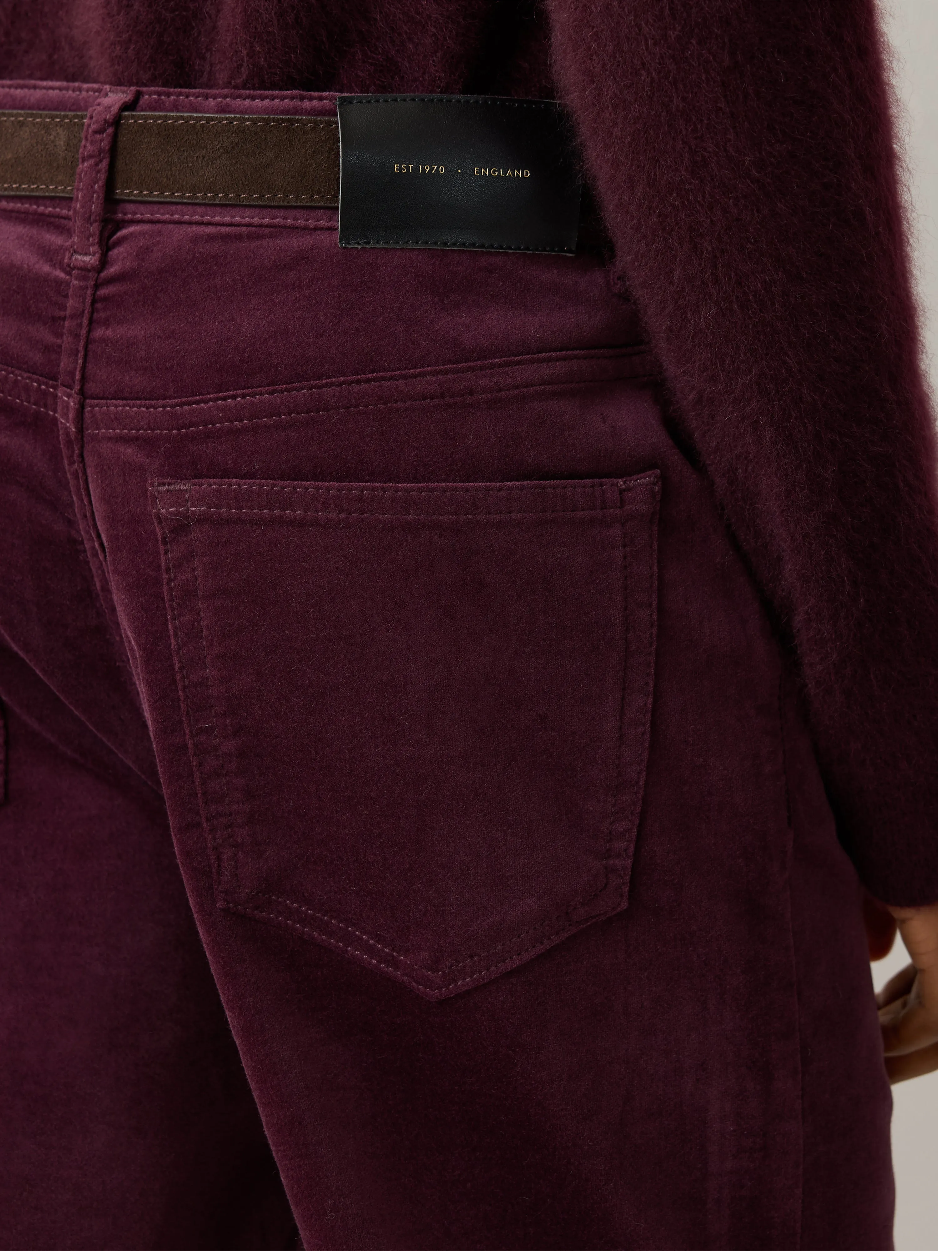 Delmont Velvet Tapered Jean | Purple sold by Jigsaw product image thumbnail 5
