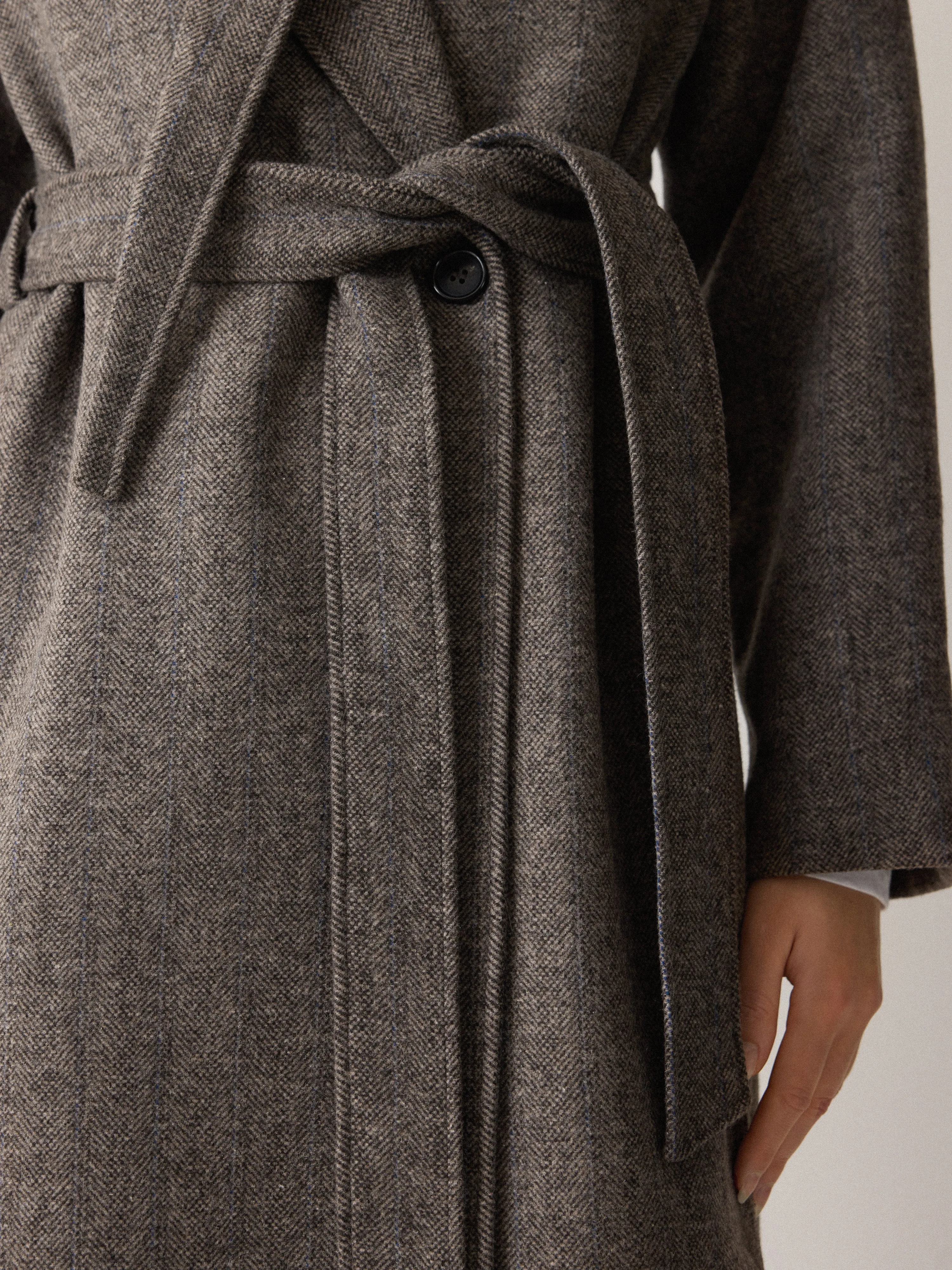 Herringbone Hooded Wrap Coat | Brown sold by Jigsaw product image thumbnail 5