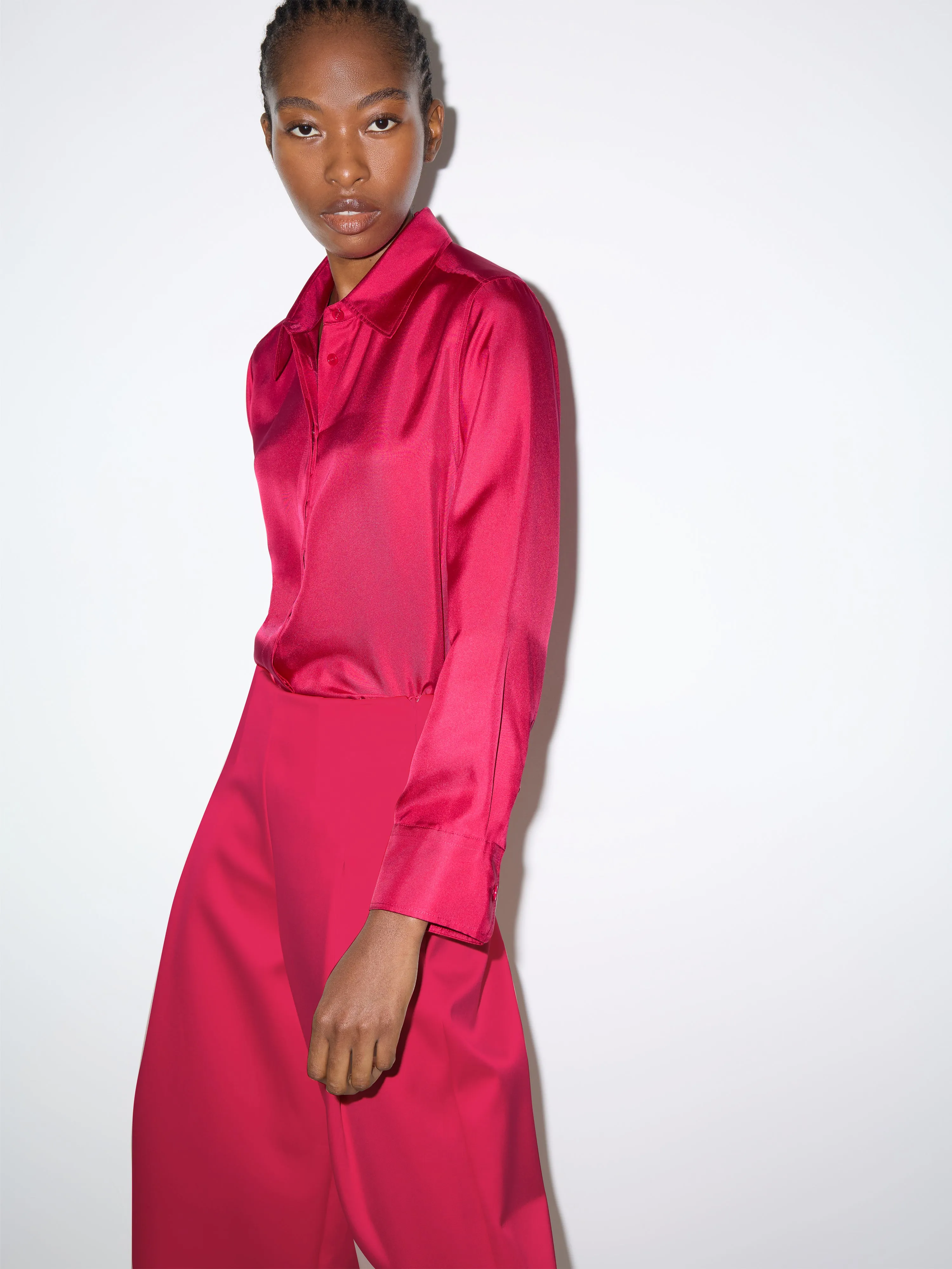 Silk Twill Classic Shirt | Pink sold by Jigsaw