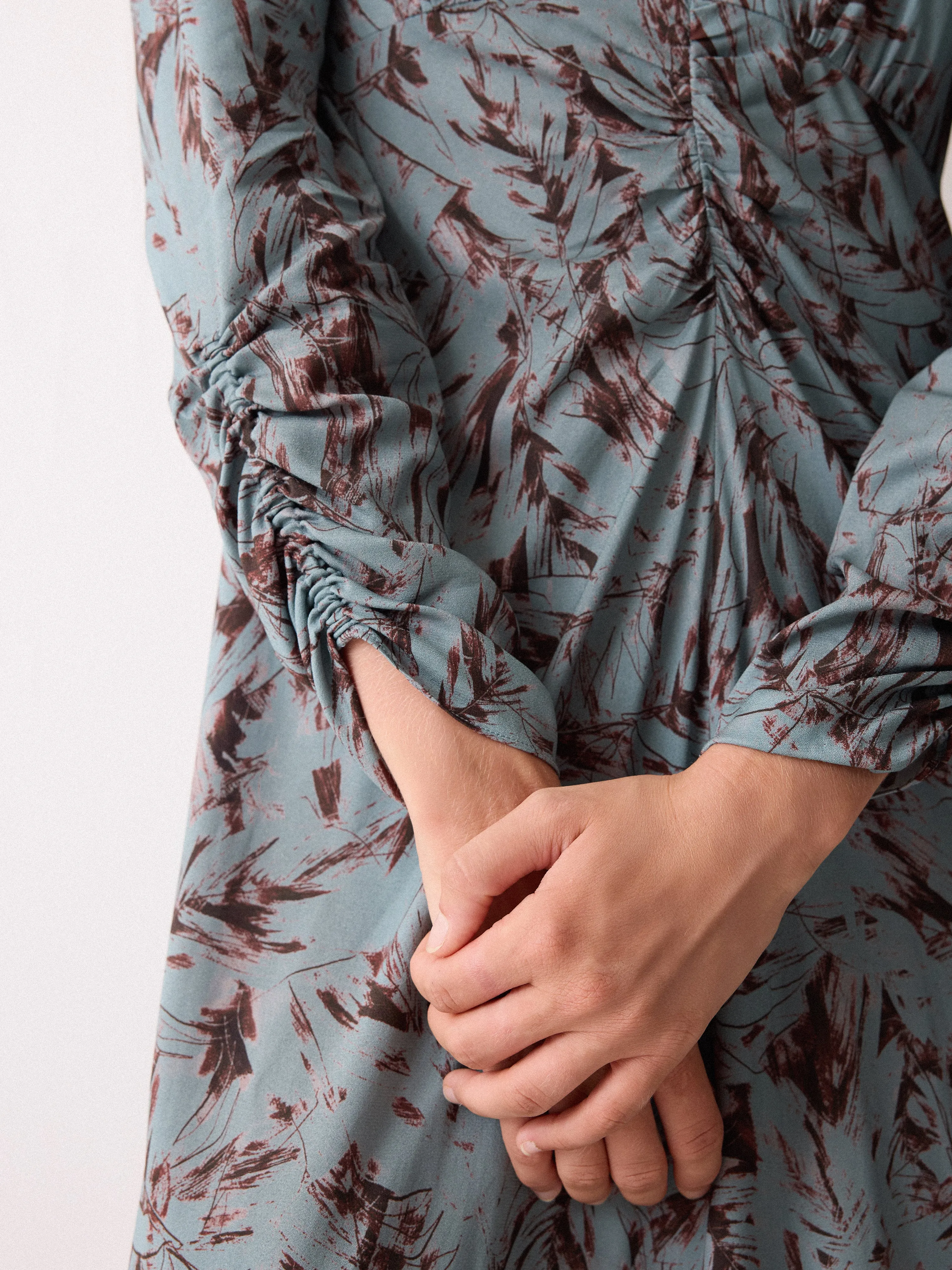 Wild Feather Gathered Dress | Blue sold by Jigsaw product image thumbnail 3