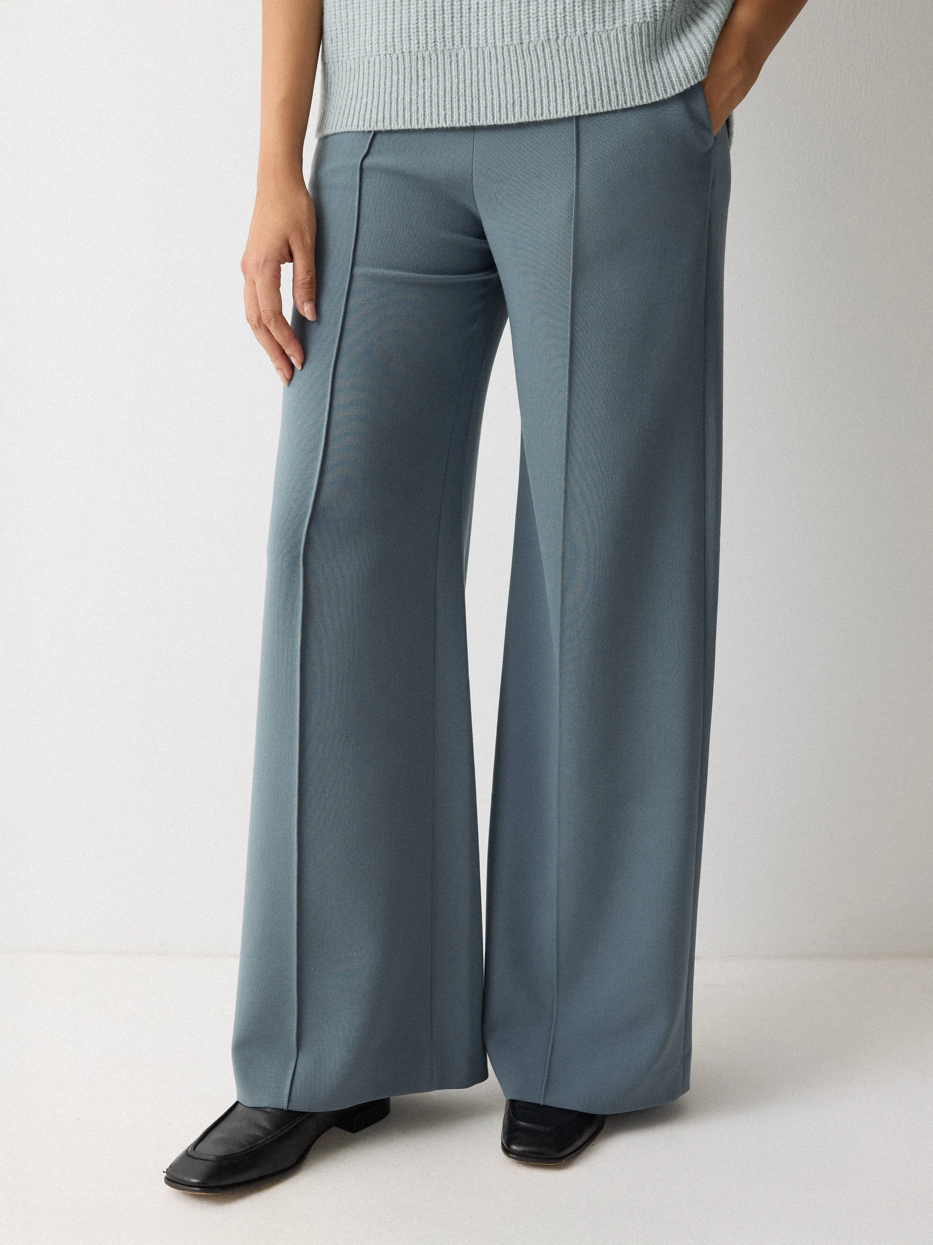 Modern Crepe Wide Leg Trouser | Blue sold by Jigsaw product image thumbnail 2