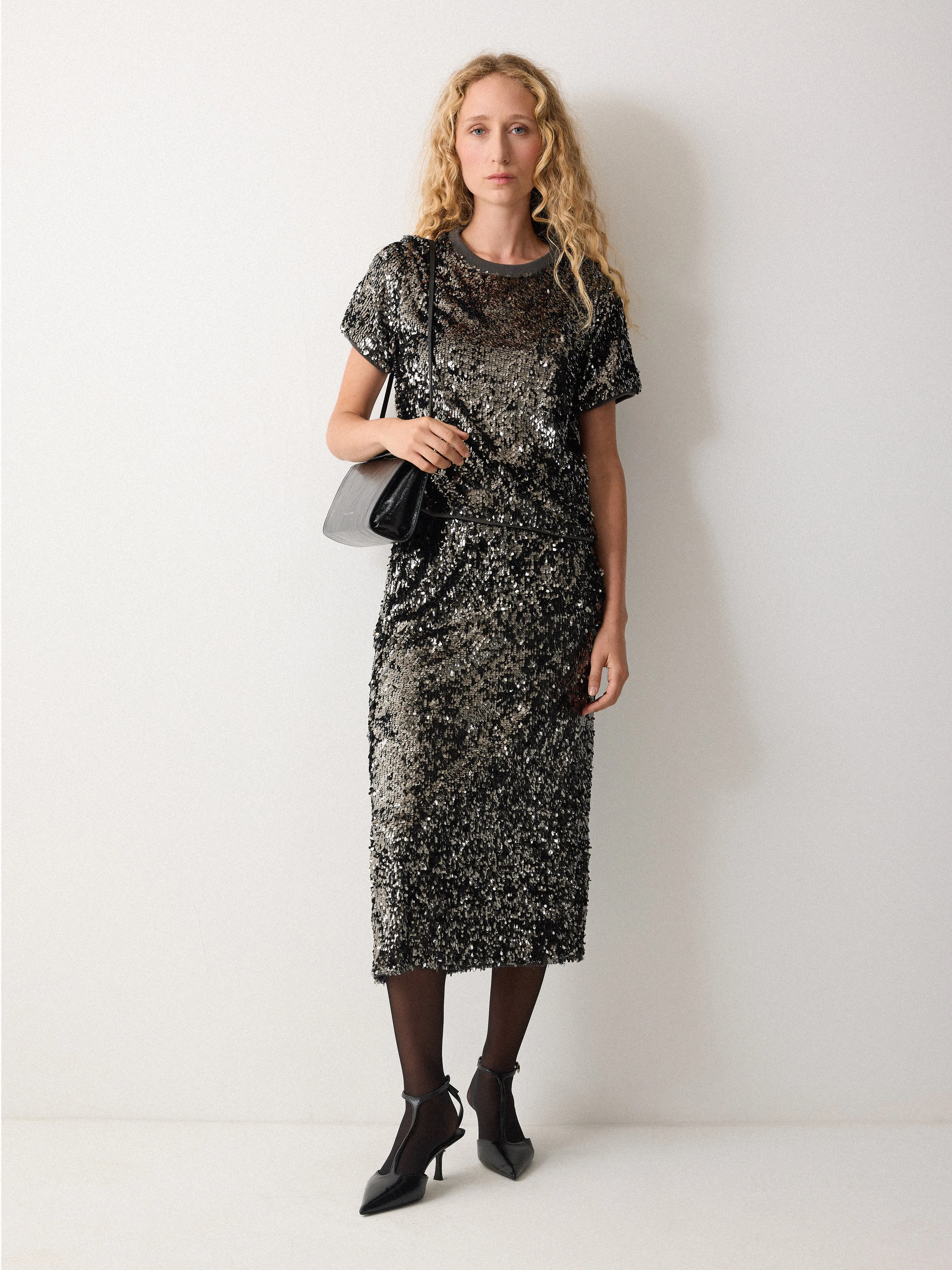 Jersey Sequin T-shirt | Dark Silver sold by Jigsaw product image thumbnail 3