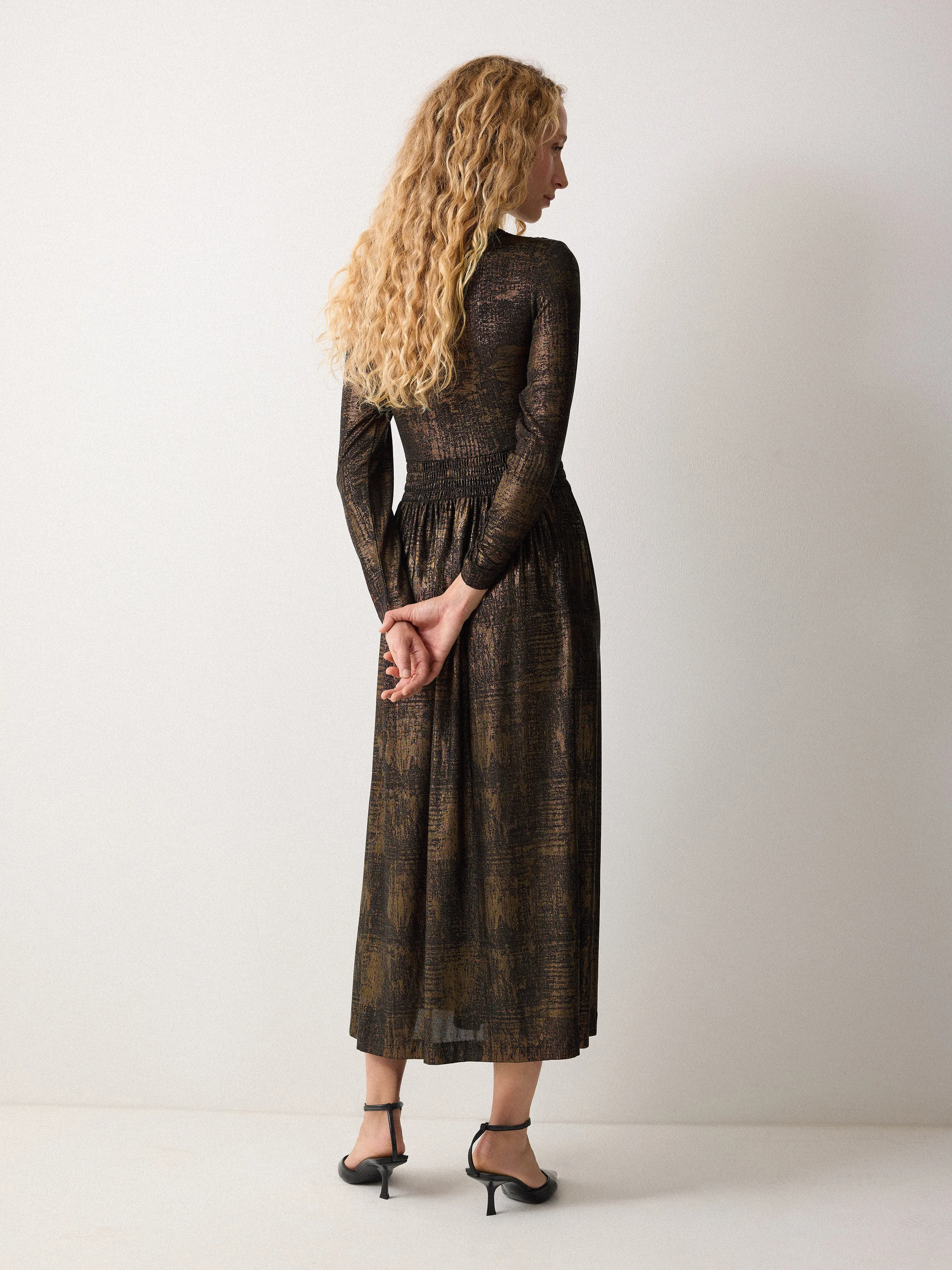 Crackle Gold Dress | Gold sold by Jigsaw product image thumbnail 4