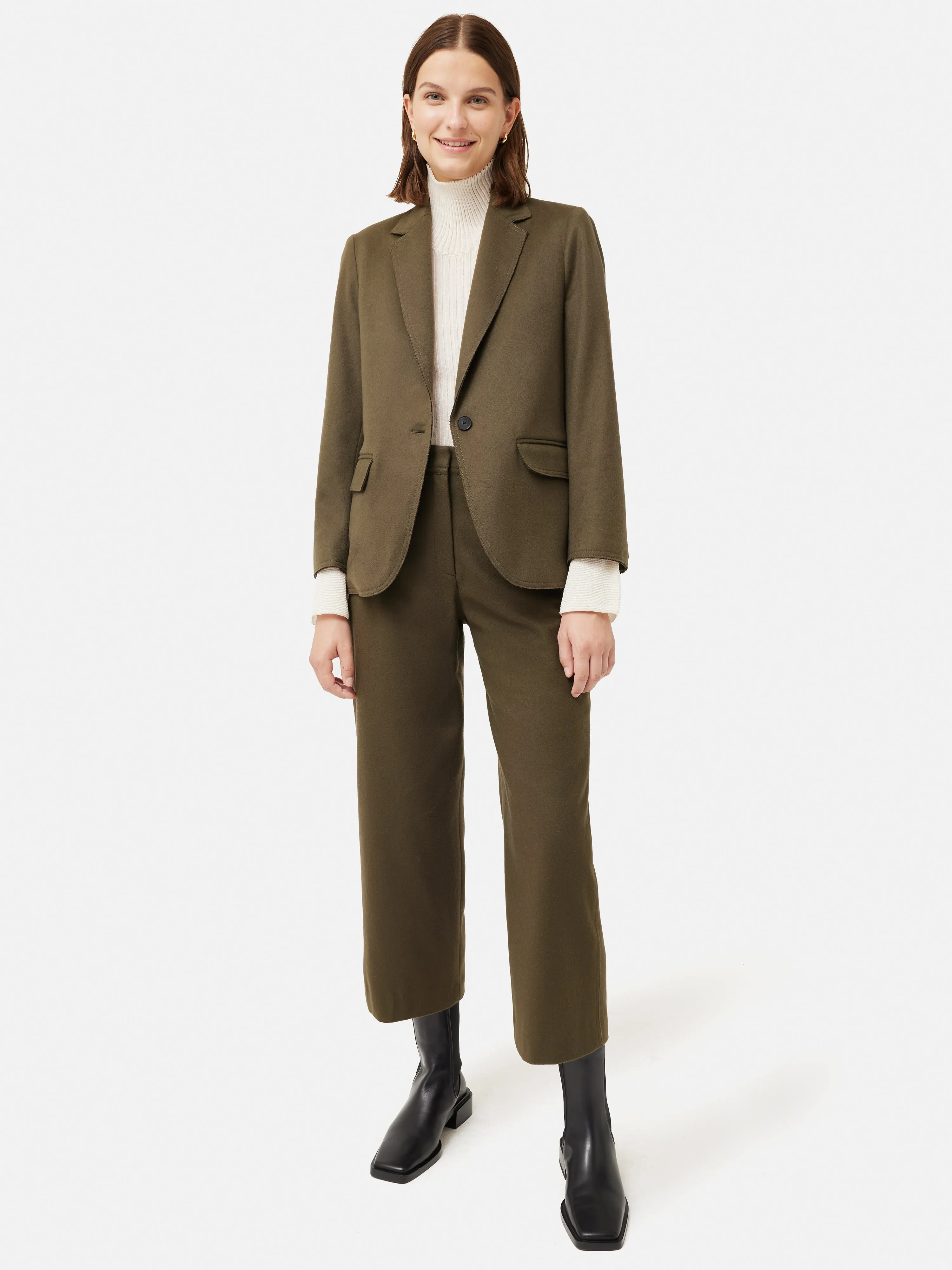 Dale Brushed Flannel Trouser | Green sold by Jigsaw product image thumbnail 2